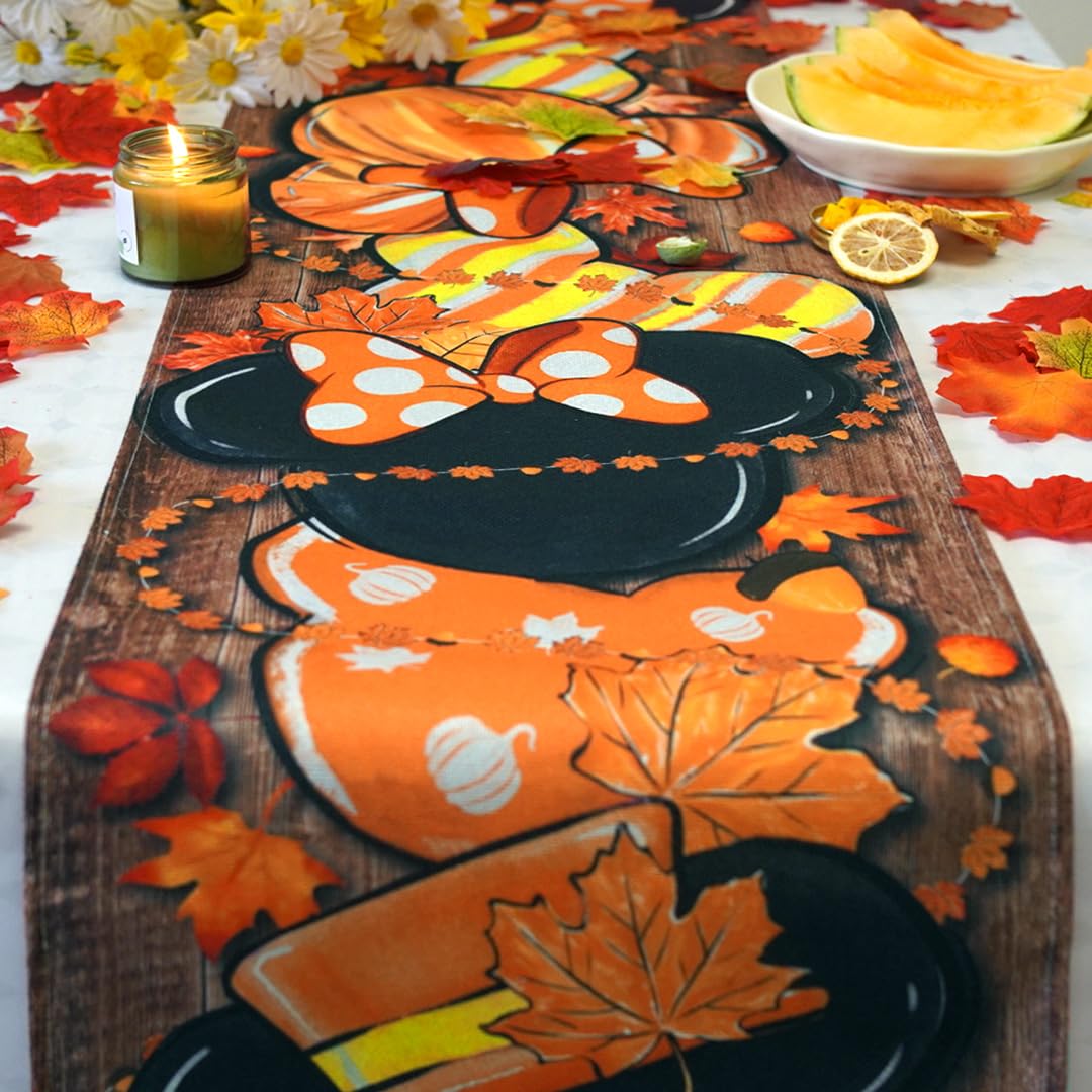 Cartoon Mouse Table Runner - Fall & Autumn Harvest Thanksgiving Decor for Home, Dining, and Party | Seasonal Table Cover for Thanksgiving, Halloween, and Holiday Gatherings