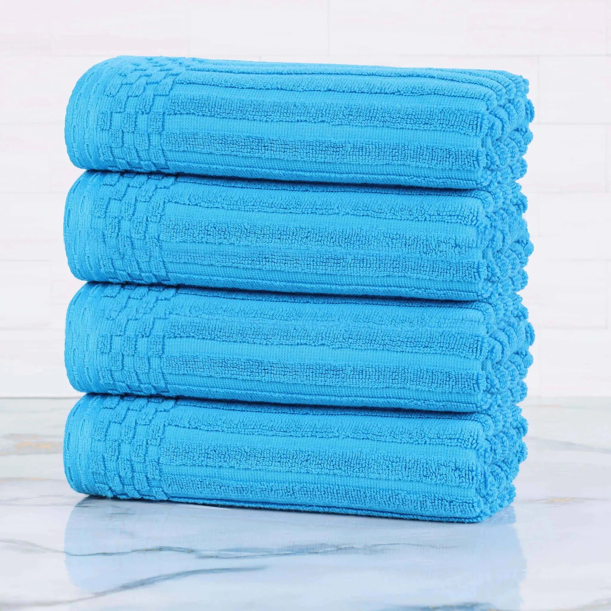 Premium Soho Ribbed Cotton Hand Towel Set - 4-Piece Ultra Absorbent Bath Towels for Kitchen, Bathroom & Gym - Soft & Quick-Drying