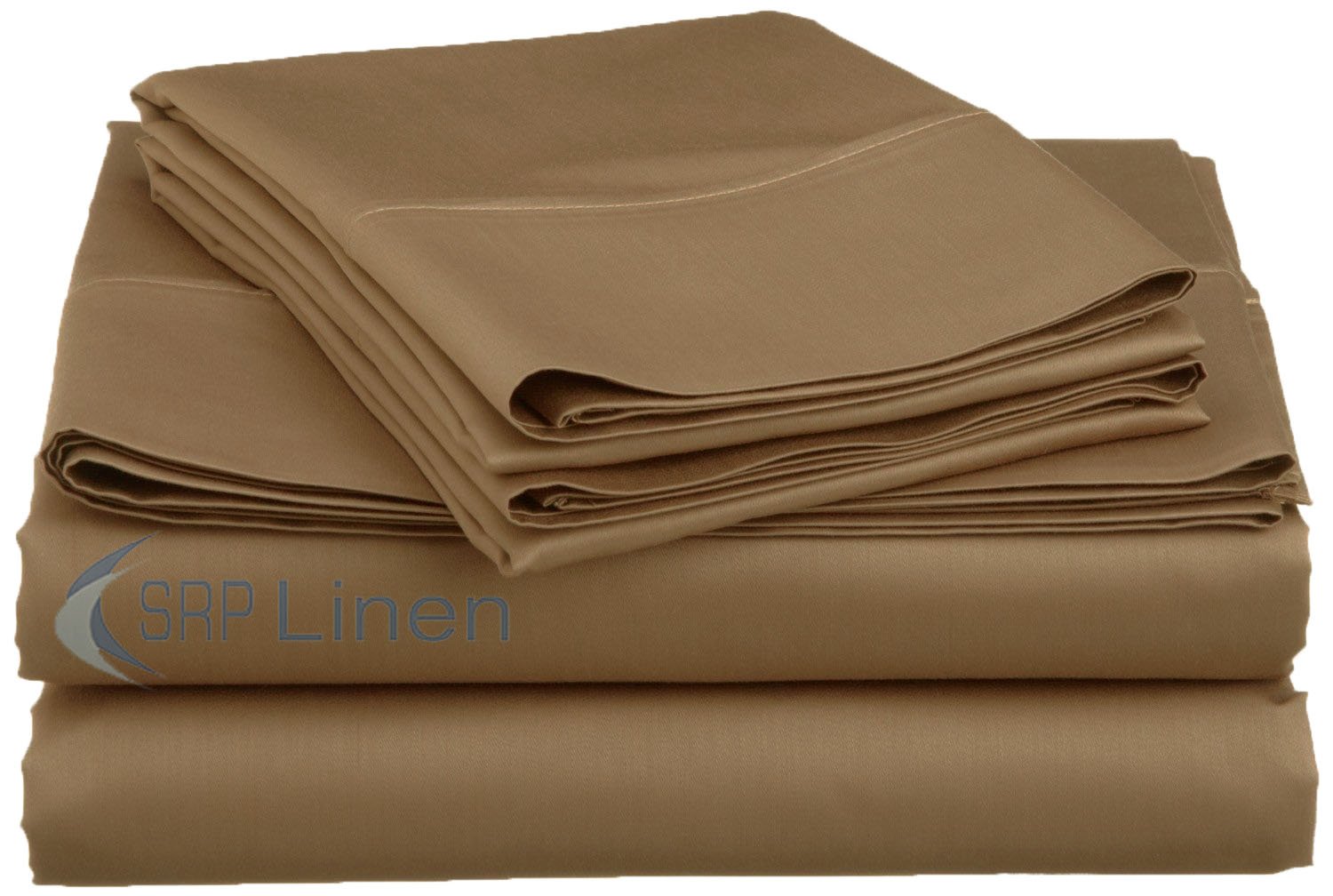 Premium 600 Thread Count Egyptian Cotton Bed Sheet Set - Taupe Solid Color - Extra Deep 25