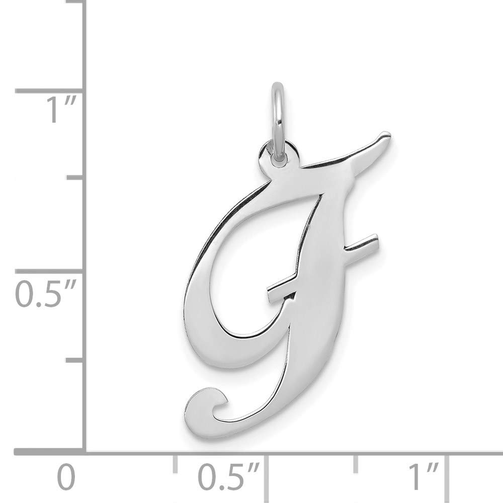 14K White Gold Large Fancy Script Letter F Initial Charm Pendant - Elegant Personalized Jewelry Gift for Women, Perfect for Necklaces, Bracelets & Special Occasions