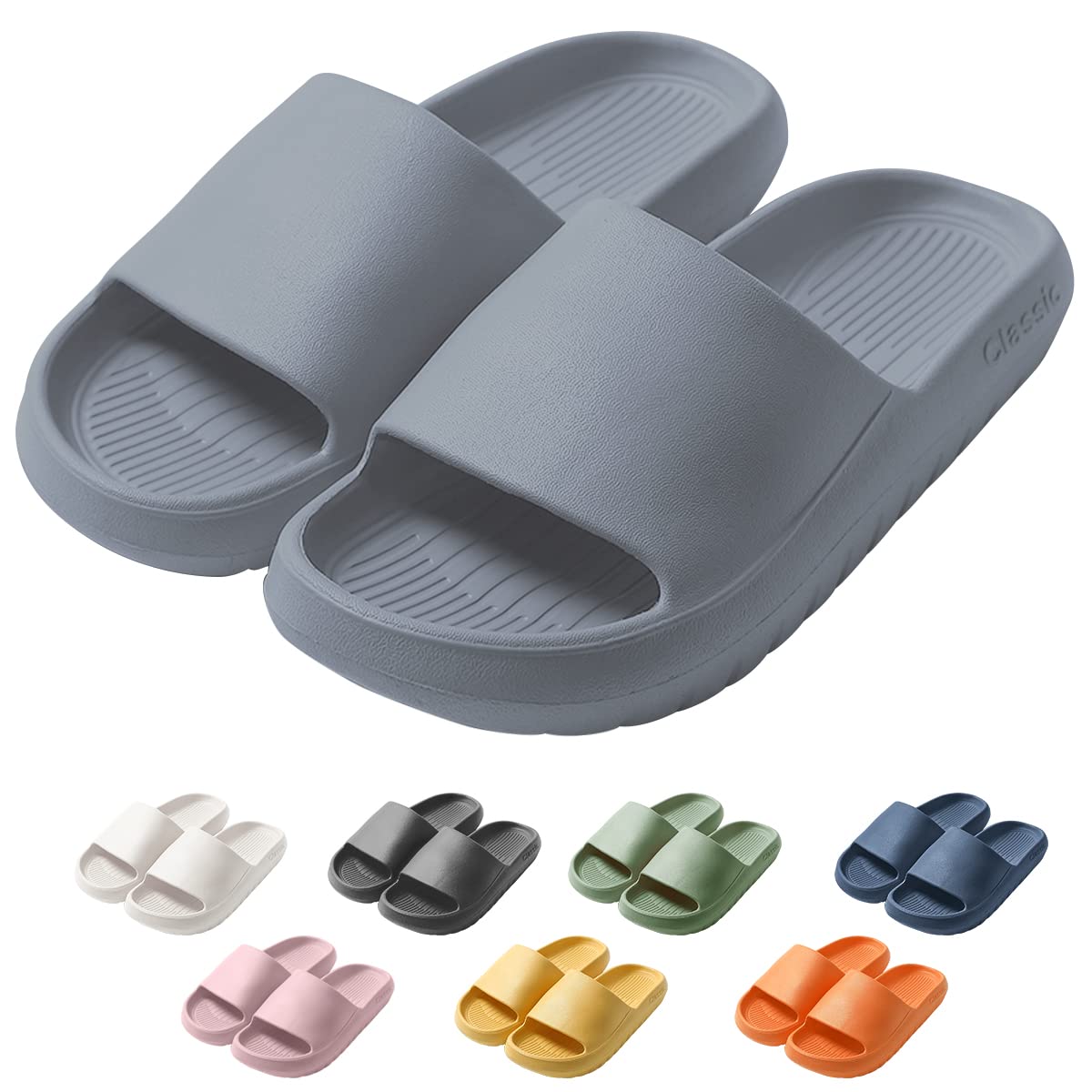 HASVREOG Cloud Cushion Slides - Non-Slip Sole Slippers for Women & Men | Ultra Soft EVA Sandals for Shower, Indoor & Outdoor Use | Perfect for Pool, Beach, Spa and Home Comfort