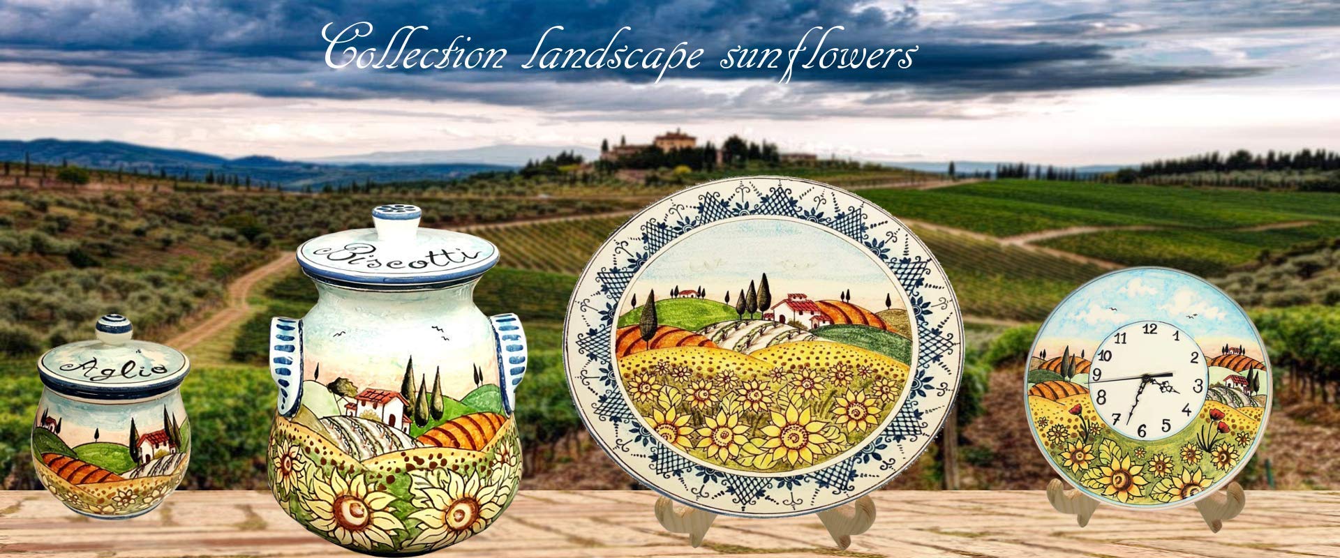 Hand-Painted Italian Ceramic Sunflower Jar - Tuscan Art Pottery for Salt, Spices & Home Decor - Perfect for Kitchen, Dining Table & Countryside Themed Decor