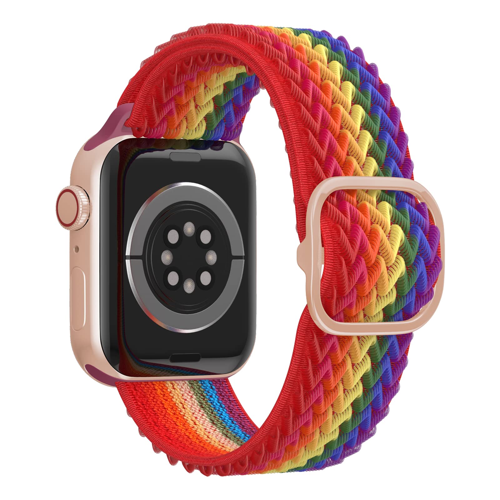 Stretchy Nylon Braided Apple Watch Bands Compatible with Series 6/5/4/3/2/1/SE - Soft Woven Replacement Strap for 38mm 40mm 41mm 42mm 44mm 45mm iWatch - Comfortable Unisex Wristband for Workout, Running & Daily Wear