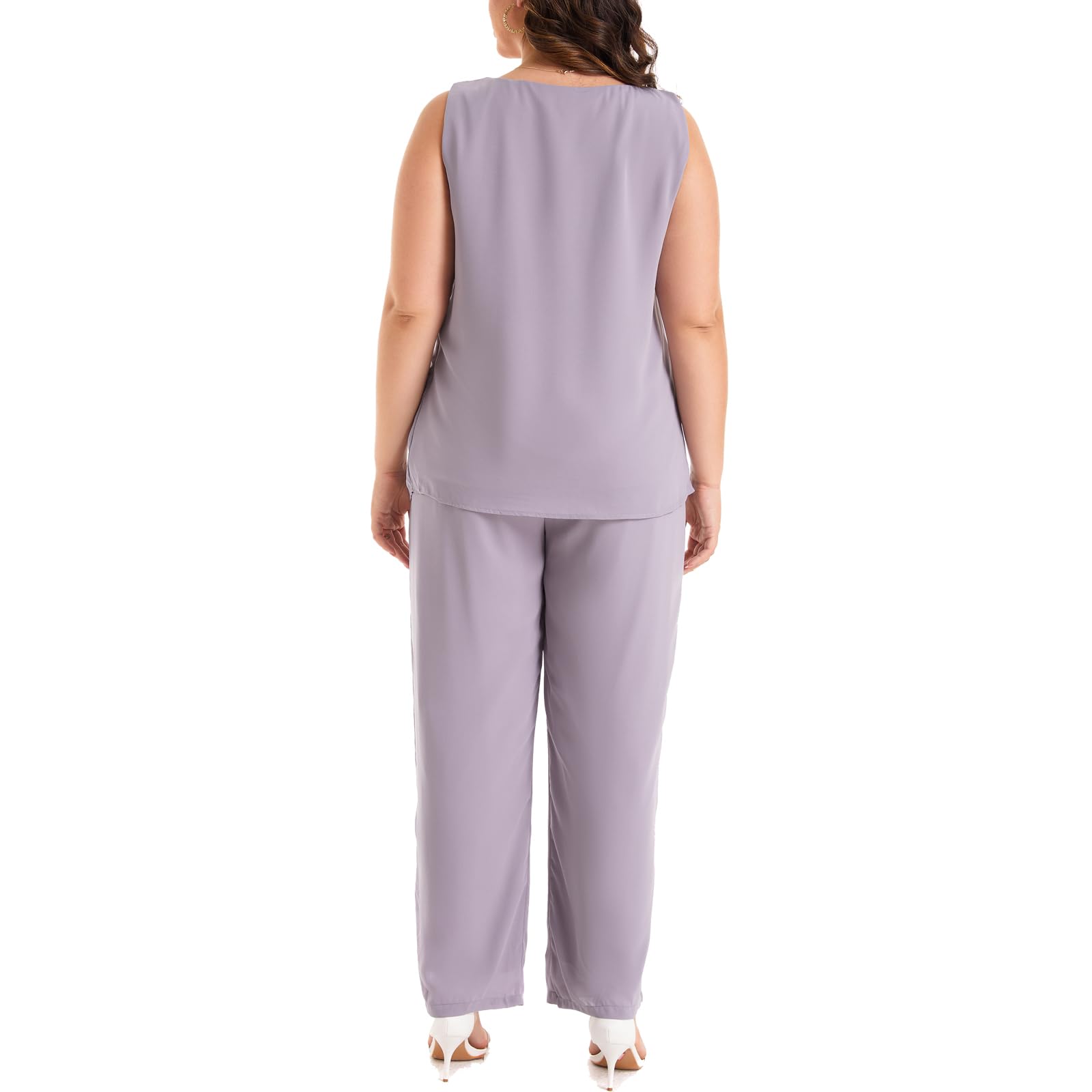 Plus Size Women's 3-Piece Wedding Pant Suit Set for Mother of The Bride/Groom - Formal Evening Party Outfit for Weddings, Receptions & Special Occasions