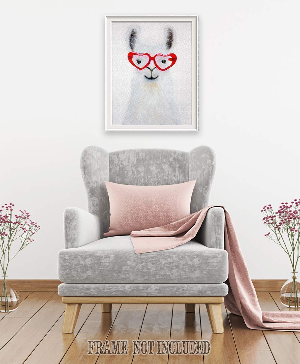 Llama Love Print Wall Art - Home & Nursery Decor for Kids Room, Gift for Llama Lovers