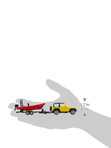 Siku 1658 Jeep with Boat - Yellow/Red Metal/Plastic Toy for Water Play