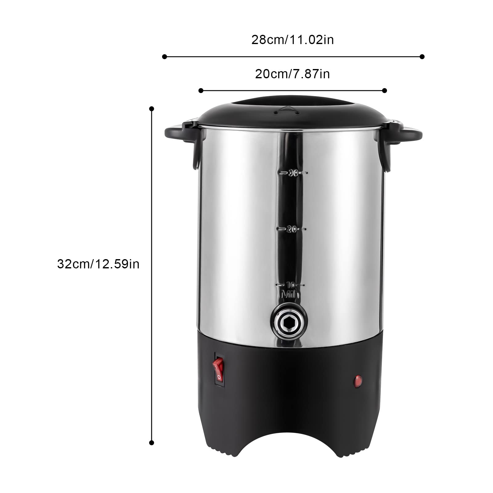Commercial Grade Stainless Steel 30-Cup (5.2L) Electric Coffee Urn with Plastic Filter & Faucet - 1KW Fast Heating Coffee Maker & Hot Water Dispenser for Home, Office, Wedding, Catering & Large Gatherings - Perfect for Parties, Events and Hospitality Use