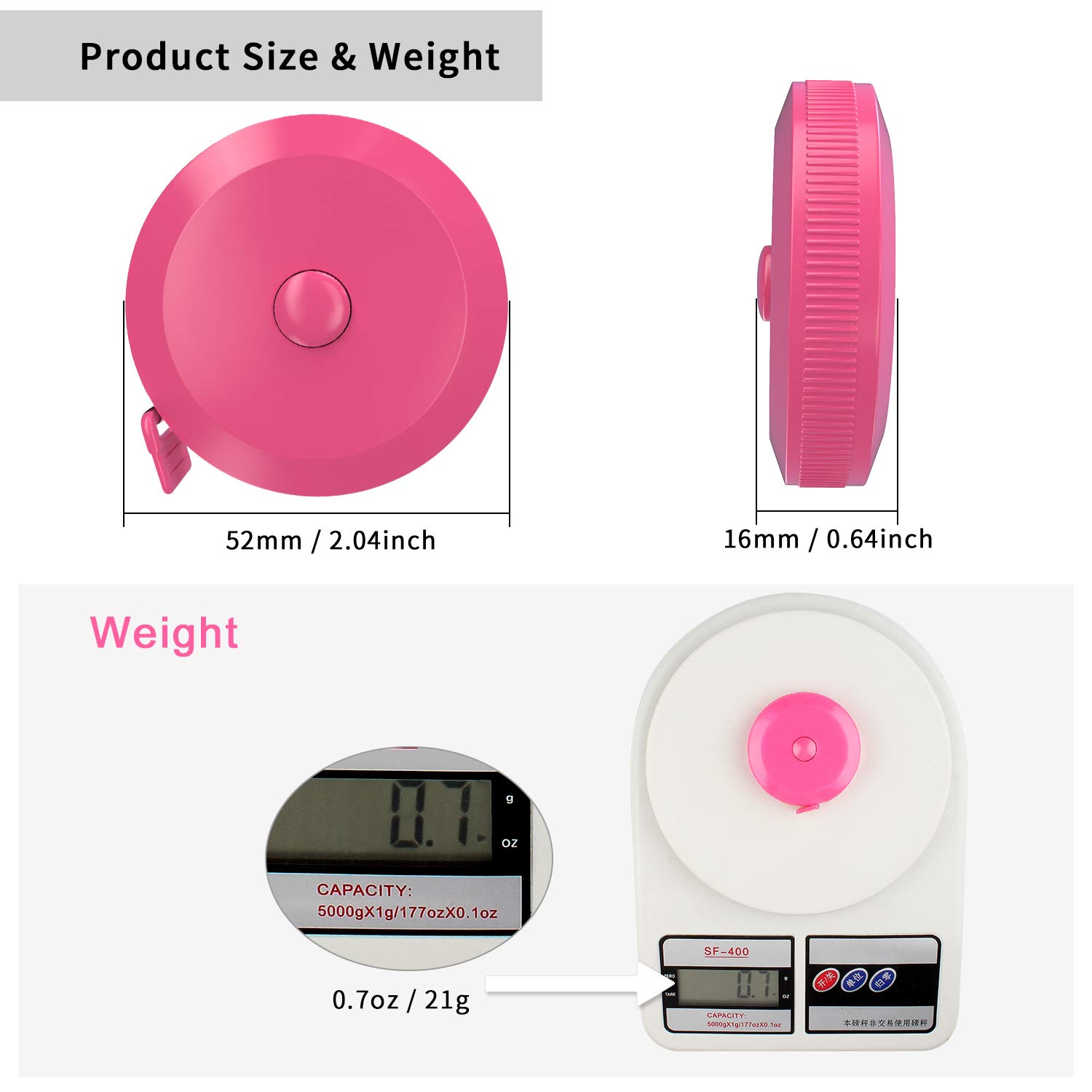 **DiCUNO 60-Inch Soft Retractable Measuring Tape (3-Pack, Pink) - Perfect for Tailoring, Sewing, Crafting & Body Measurements**