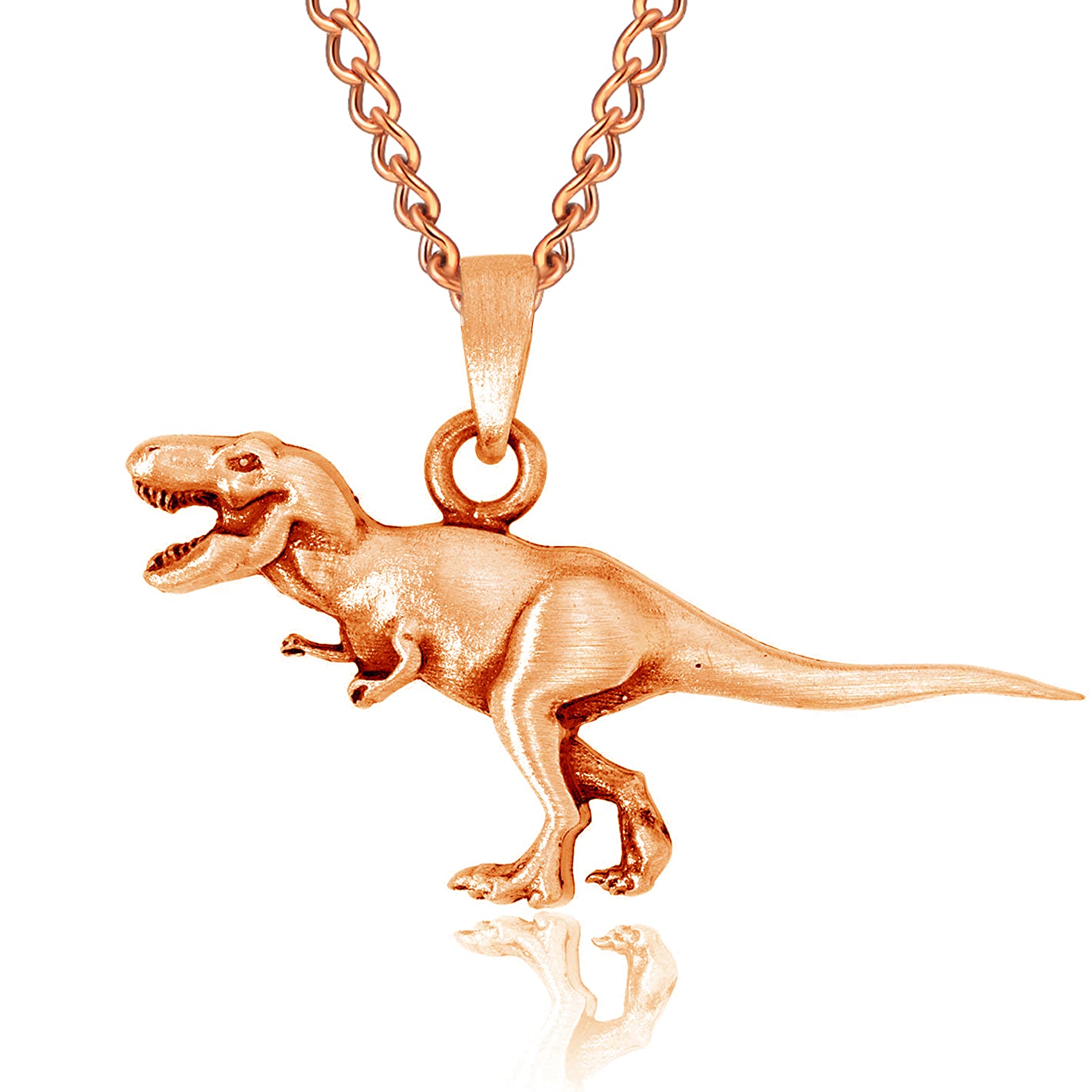 Tyrannosaurus Dinosaur Pendant Necklace - 18 Inch Chain with 3-Tone Finish - Perfect for Jurassic Themed Parties, Dinosaur Lovers Gift & Everyday Fashion Accessory