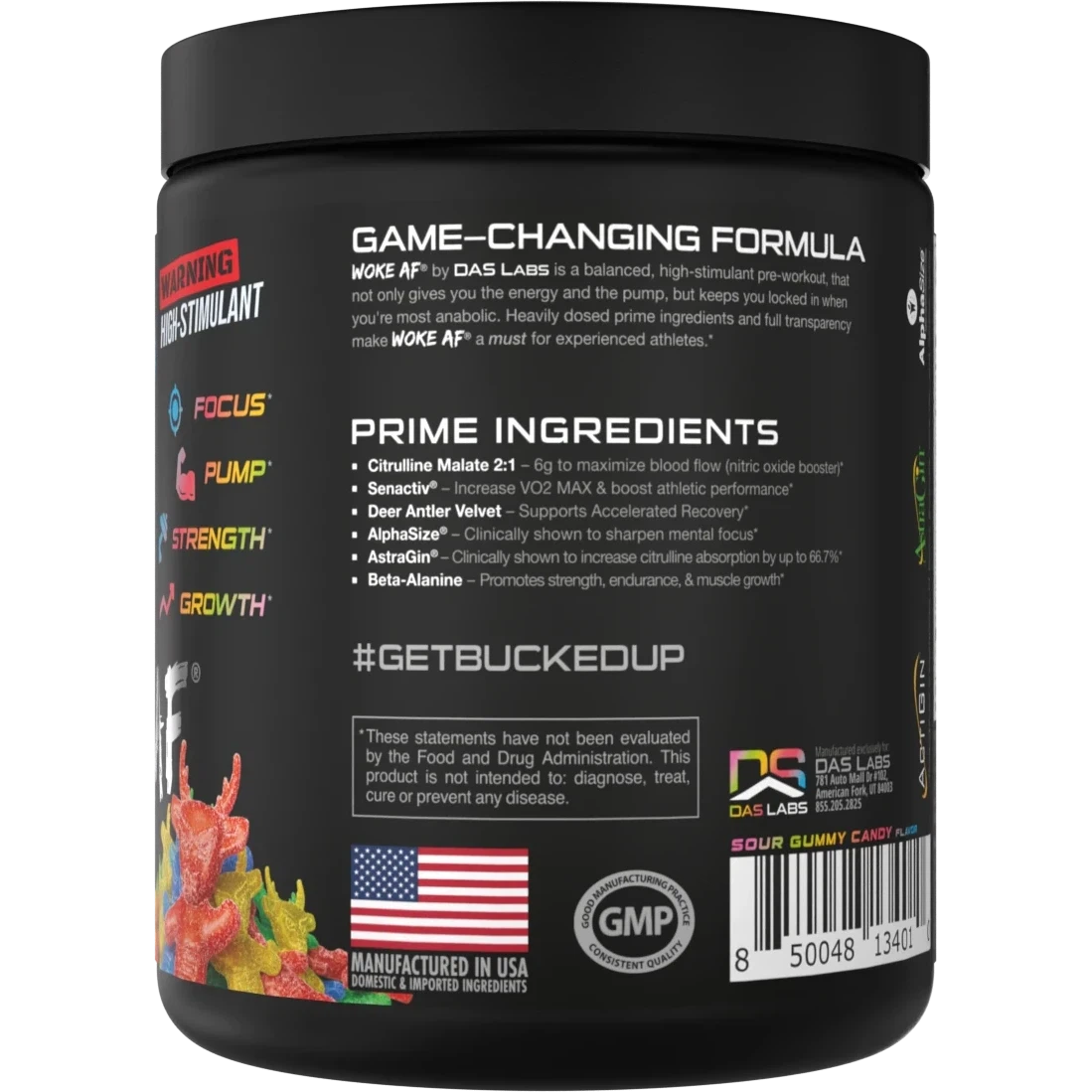 Bucked Up WOKE AF Pre-Workout Supplement - Energy & Focus Booster for Gym, Fitness & Bodybuilding | Ideal for Pre-Workout, Weight Training & Athletic Performance