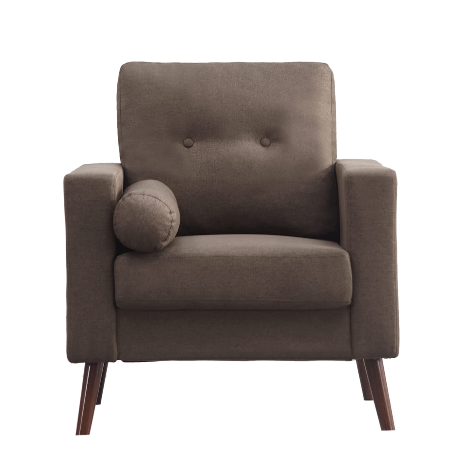 Mid Century Modern Loveseat Sofa - Button Tufted Upholstered Love Seat Couch for Living Room, Bedroom & Office - Brown Leather Accent Chair - Perfect for Small Spaces, Apartments and Cozy Home Decor