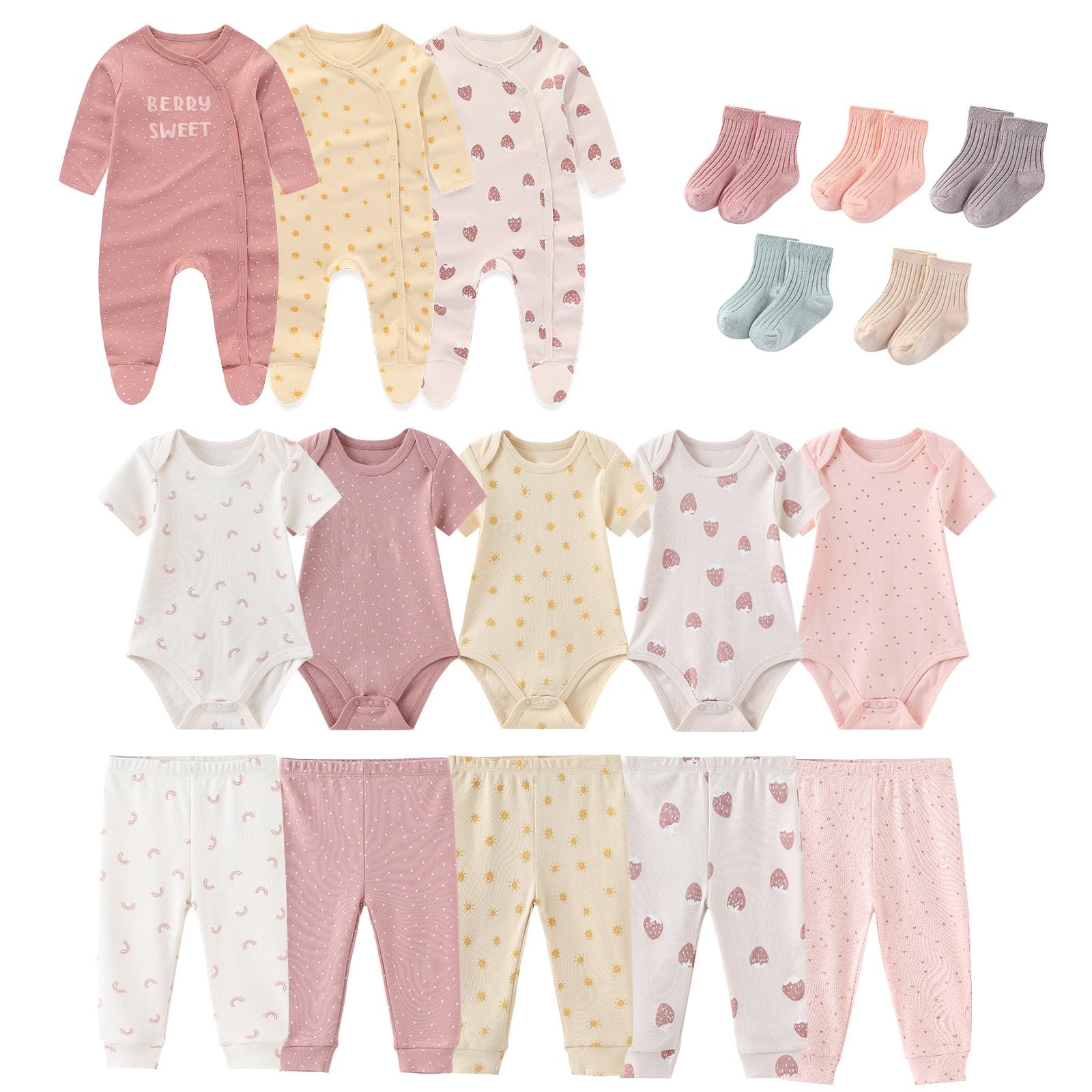 18-Pack Baby Layette Set - Soft Cotton Unisex Newborn Essentials for Boys & Girls | Perfect for Gifts, Hospital Visits & Daily Outfits