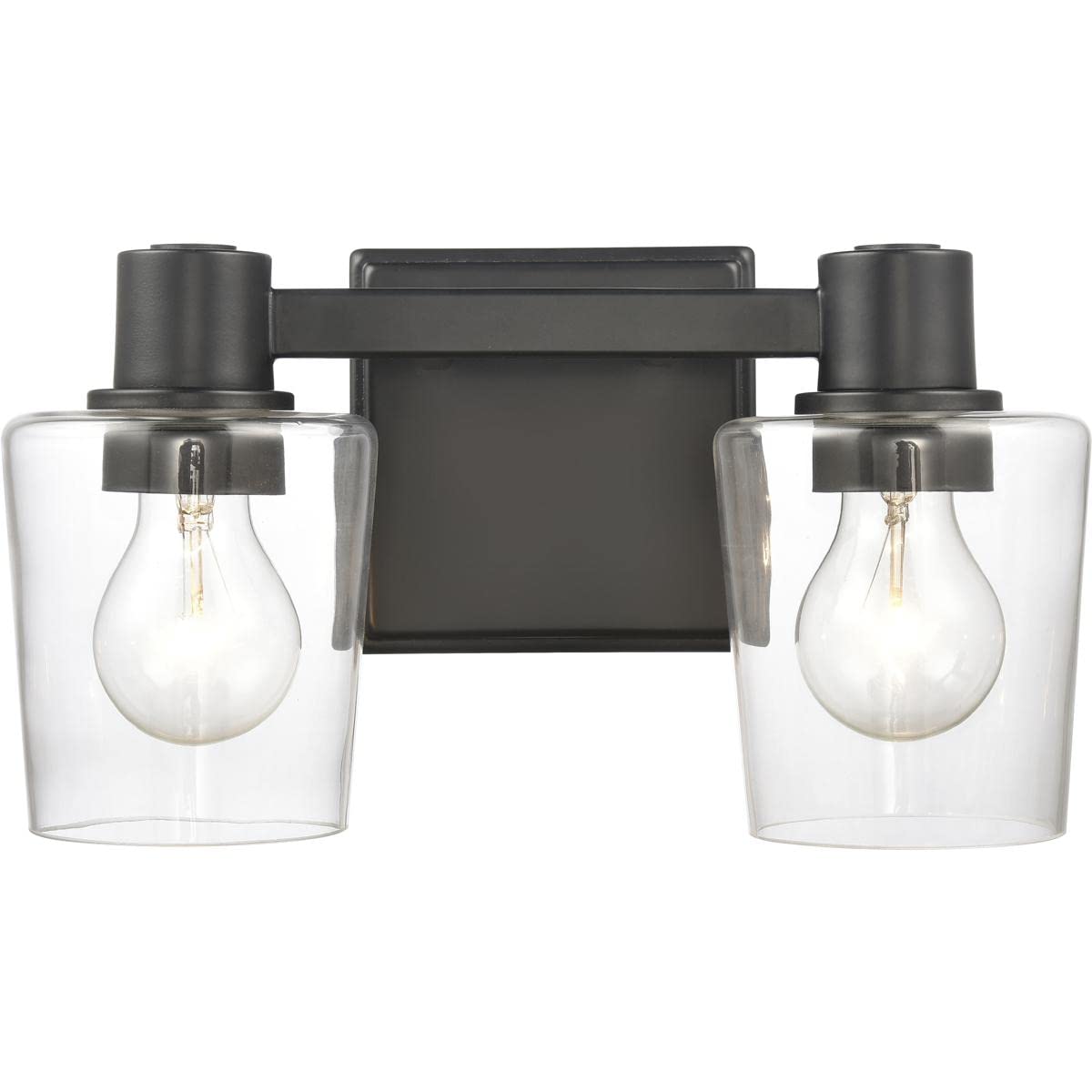 Elk Home Celia Vanity Light - 2-Light Matte Black Bathroom Fixture with Clear Glass Shades, Transitional Style Wall Sconce for Bathroom, Bedroom or Dressing Room Lighting