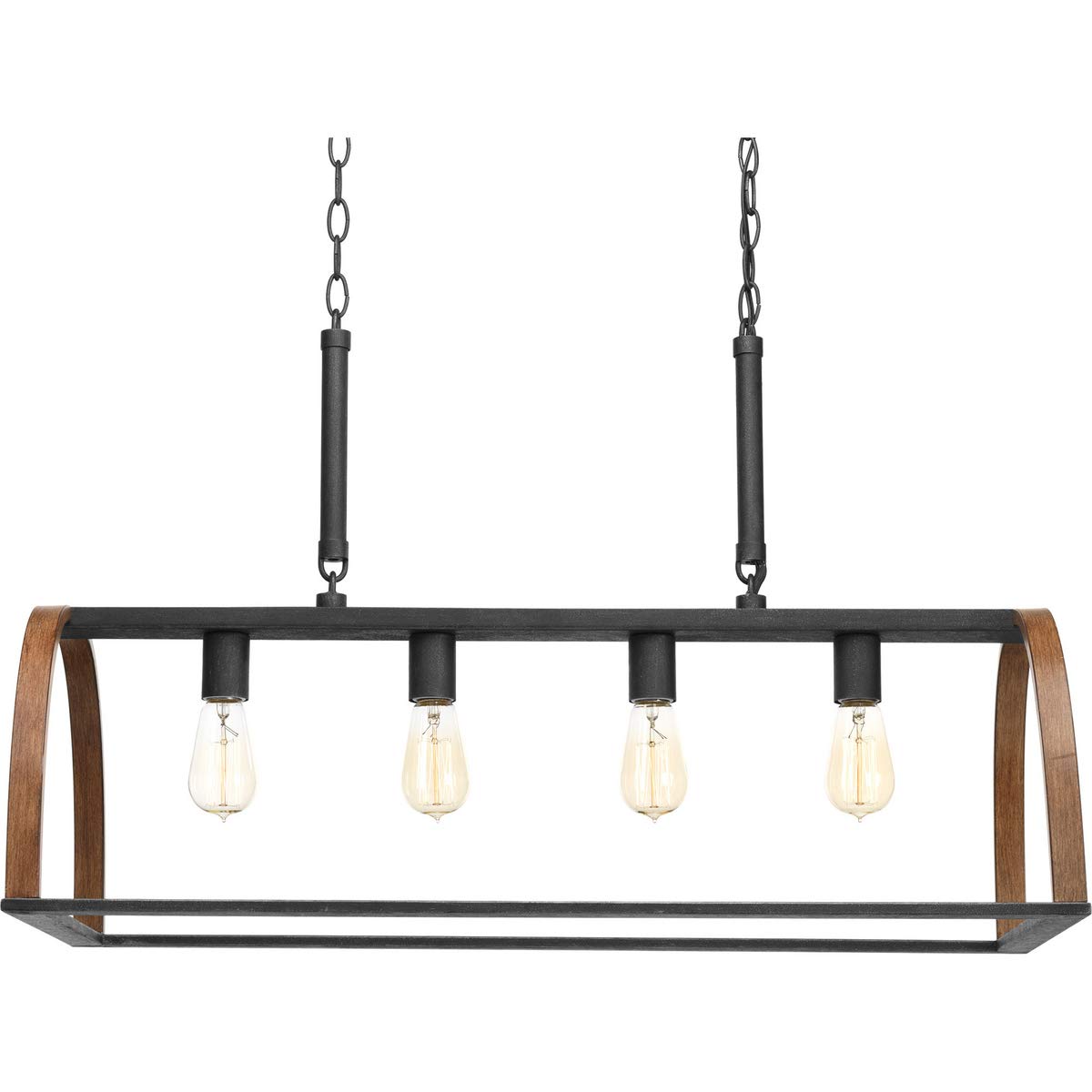 Trestle Collection 4-Light Farmhouse Chandelier - Gilded Iron Rustic Ceiling Light Fixture for Dining Room, Kitchen Island & Entryway