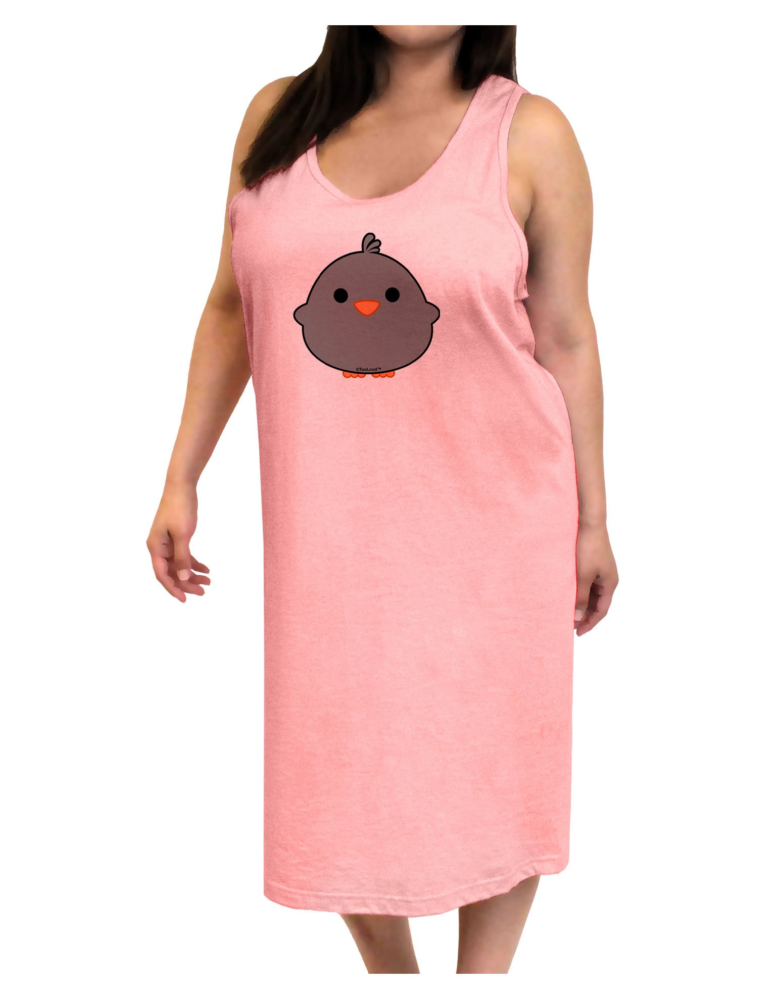 TooLoud Cute Little Chick Graphic Black Tank Top Dress - Women's Casual Nightshirt & Sleepwear for Lounge, Home, and Summer Outfits