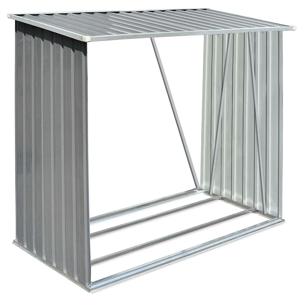 FAMIROSA Galvanized Steel Firewood Storage Rack - Outdoor Garden Log Shed Shelter for Firewood, Timber & Logs - Weather-Resistant Steel Wood Storage Cabin for Patio, Backyard & Camping Use