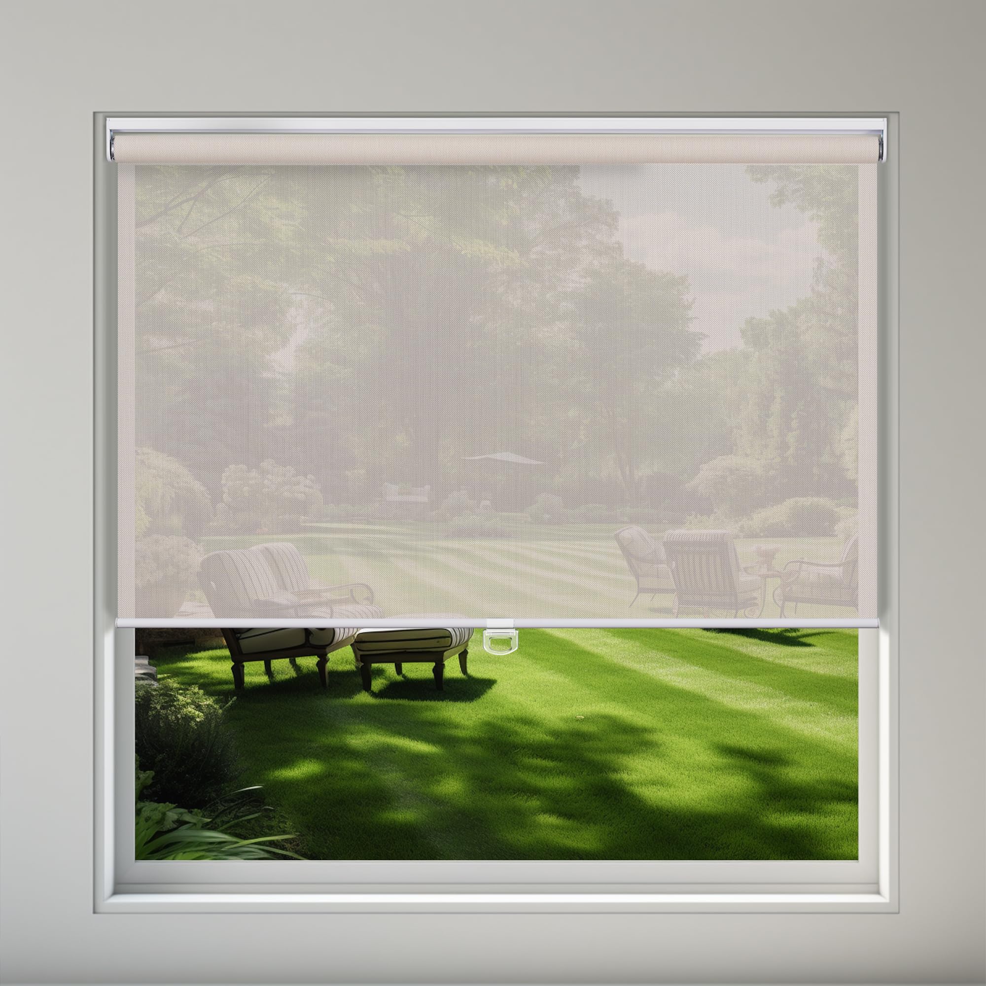 Cordless Light Filtering Roller Shades - 5% Openness, UV Protection for Home & Office