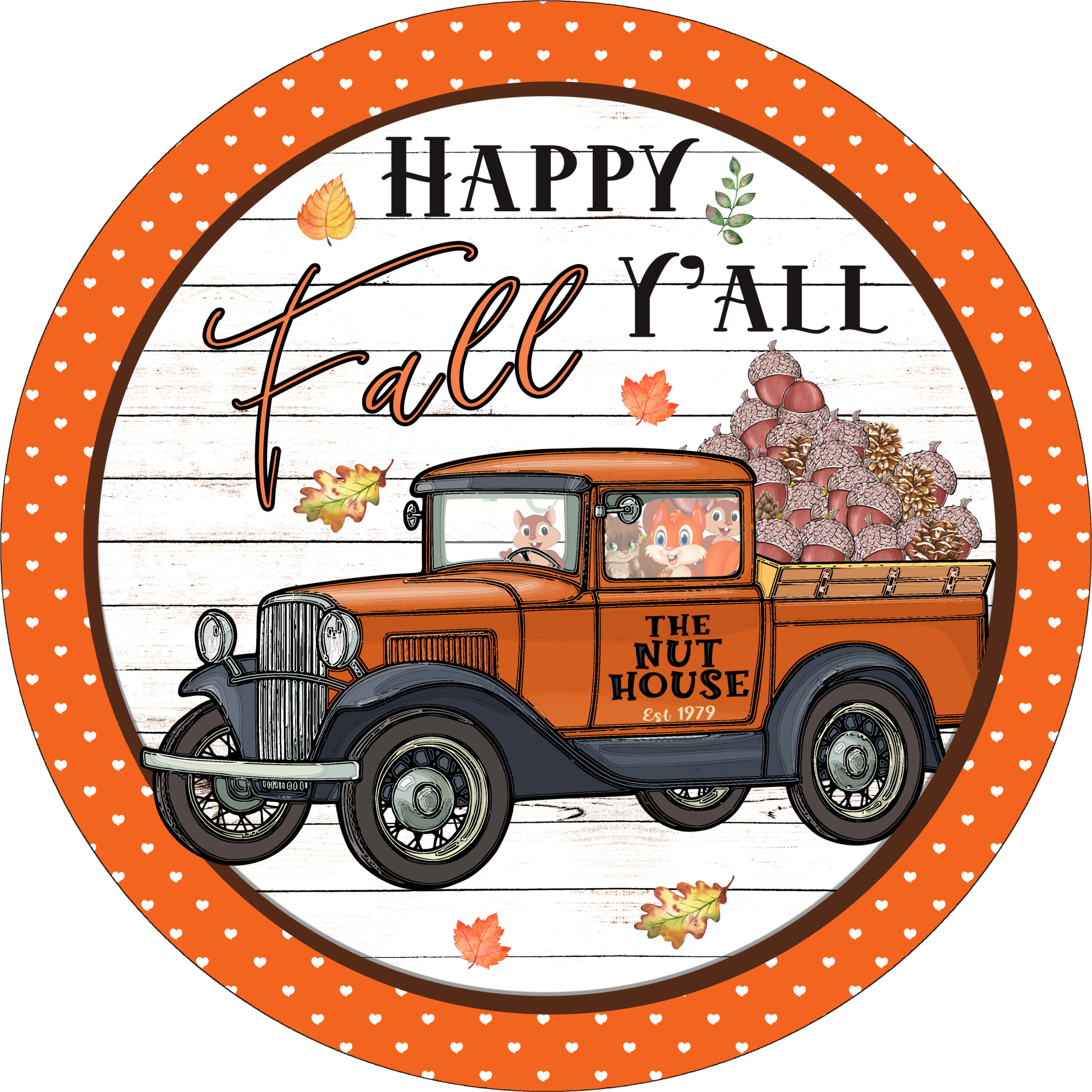 Happy Fall Y'all Truck Sign - Rustic Farmhouse Decor for Autumn, Thanksgiving & Halloween - Perfect for Porch, Front Yard & Home Decor
