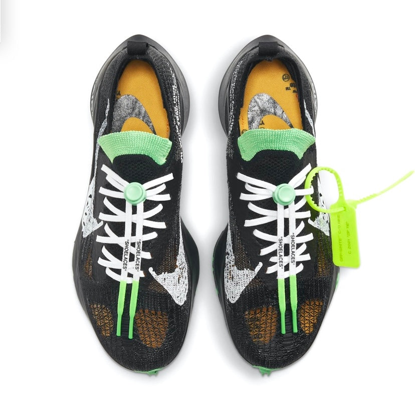 OFF WHITE ZOOM TEMPO NEXT% Running Shoes - Black/Green Colorway - High-Performance Cushioned Sneakers for Men's Road Running & Gym Workouts