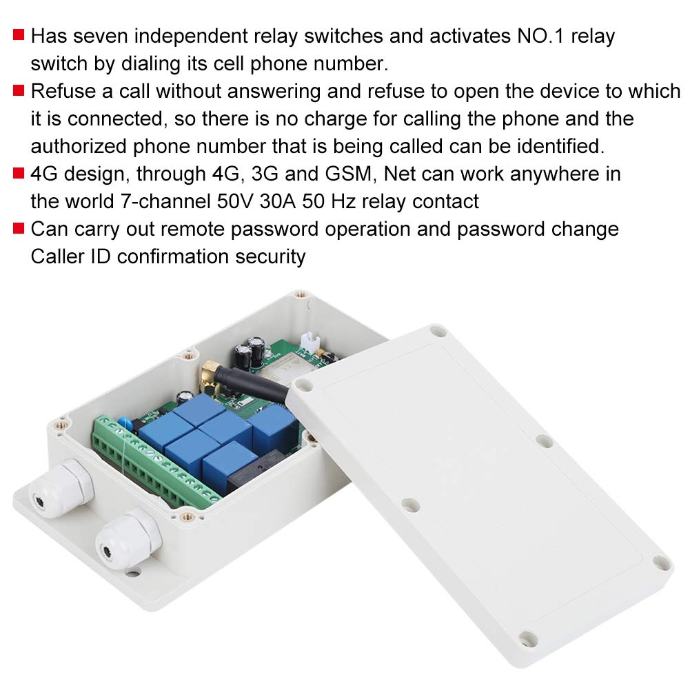 Sonew 7 Channel GSM Remote Switch Controller - 4G SMS Relay Switch for Power Failure Alarm, Phone Command Control (EU) - Ideal for Home Automation, Industrial Equipment & Smart Farm Monitoring