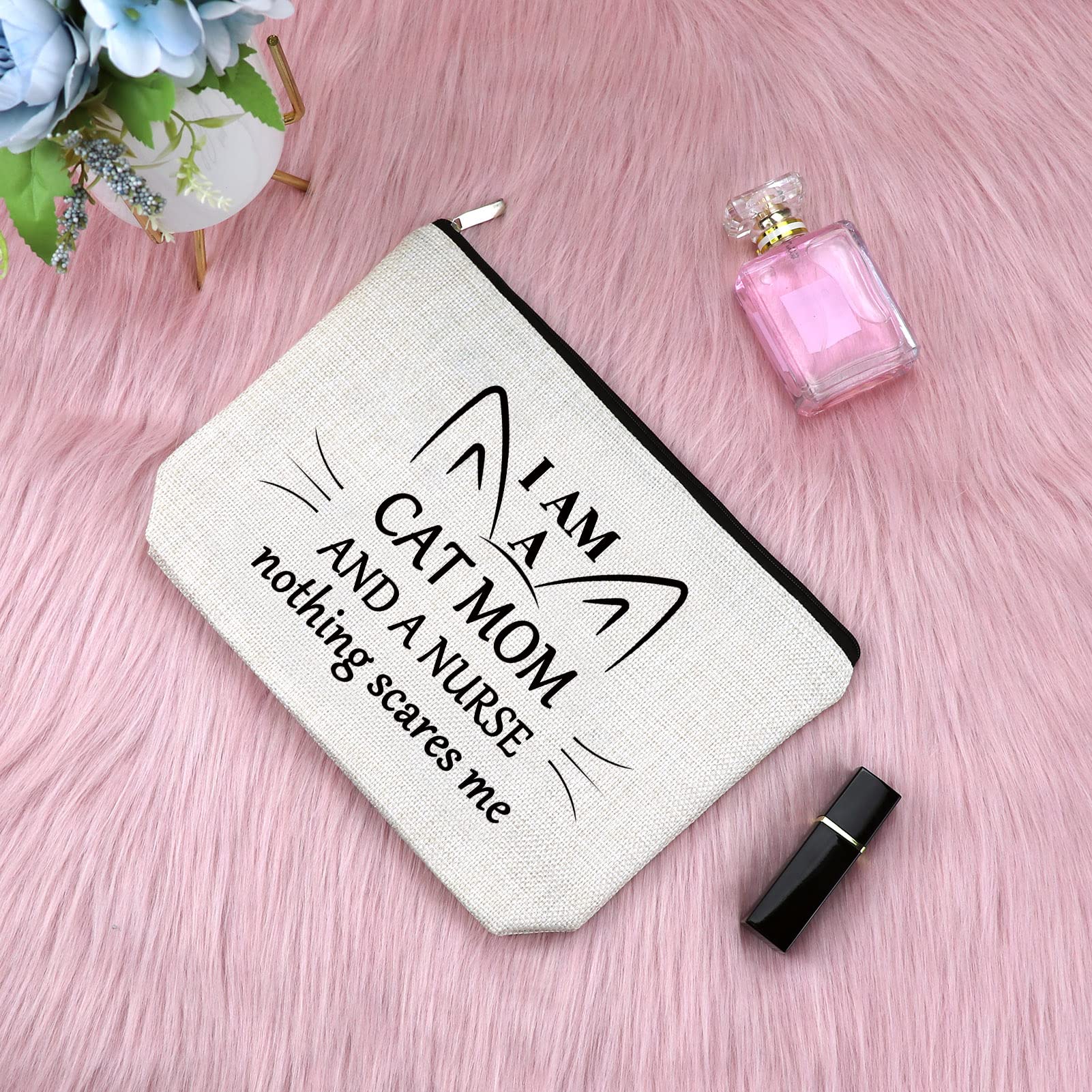 **Nurse Appreciation Gift for Women - Cute Cat Makeup Bag for Nurses, Mom, Graduation, Retirement & Christmas - Travel Cosmetic Pouch for Daily Use, Work & Gifts**