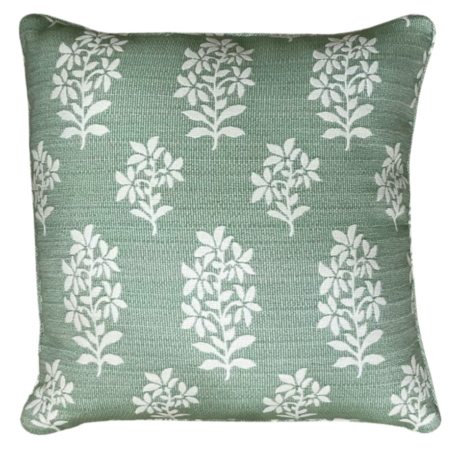 Asha Pale Green Outdoor Pillow Cover - Waterproof & UV Resistant Decorative Cushion Case for Patio, Garden, Poolside - 18x18 Inch Square Pillow Cover for Outdoor Furniture
