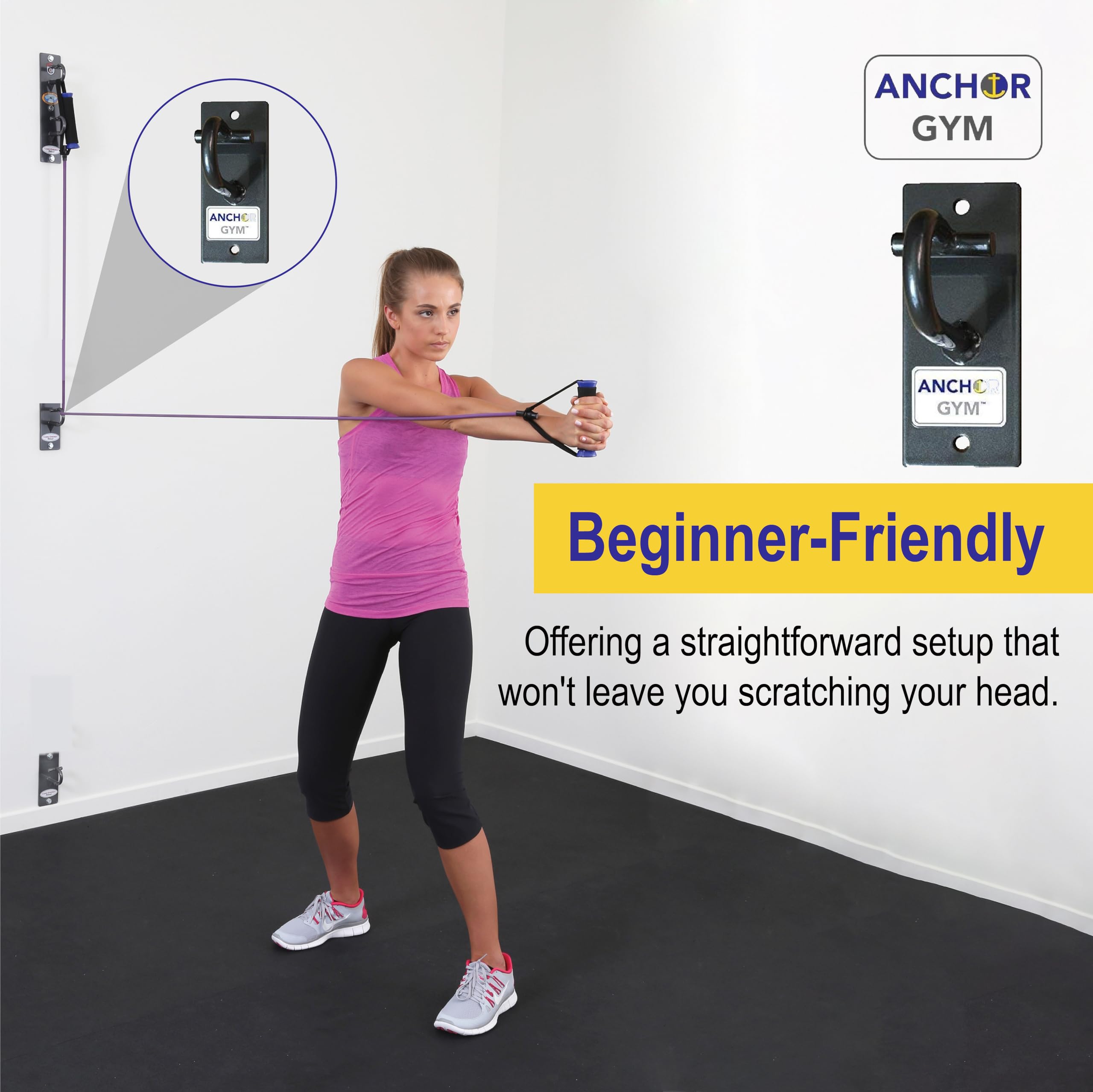 Anchor Gym H1 Wall Mount Workout Hook - Heavy Duty Strap Anchor for Ceiling & Wall Mounted Exercise Station - Perfect for Bodyweight Straps, Resistance Bands, Strength Training & Yoga - Includes Wood Screws - Ideal for Home Gym & Functional Fitness Workouts