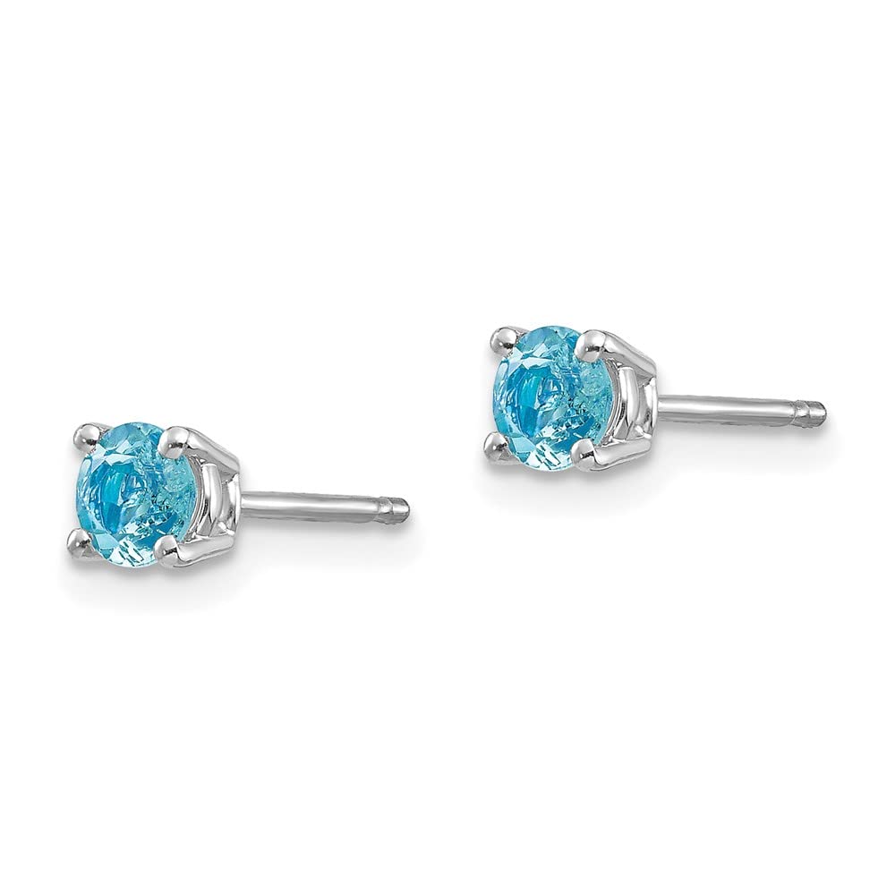 14K White Gold Aquamarine Stud Earrings for Women - Dainty Fine Jewelry Gift for Her - Perfect for Weddings, Anniversaries & Special Occasions