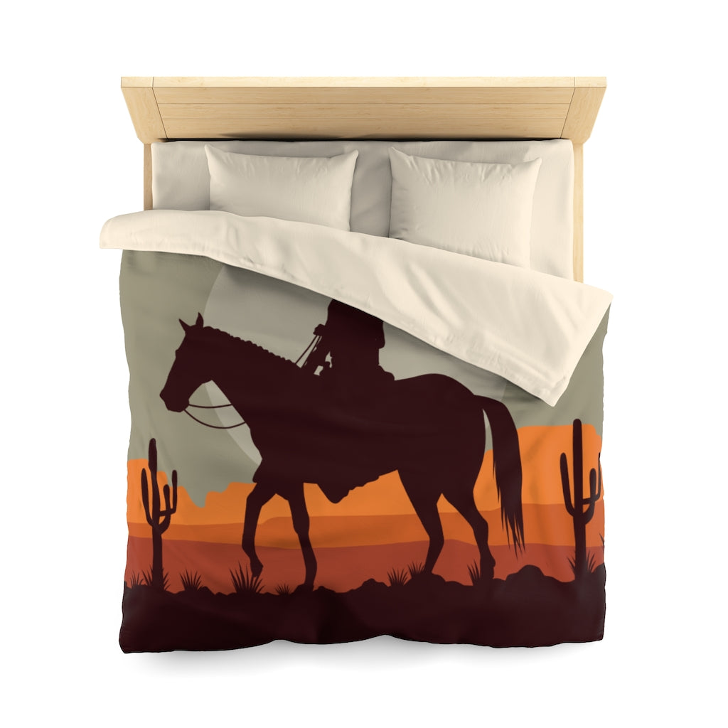 Cowboy Cowgirl Western Style Microfiber Duvet Cover Set - Rustic Bedding for Ranch, Farmhouse or Country Themed Bedroom Decor - Perfect for Western Lovers & Rodeo Enthusiasts