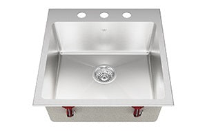 3 Hole 1 Bowl Dual Mount Stainless Steel Kitchen Sink - QSLY2020 8 3 Kindred - Perfect for Modern Kitchens, RV Campers & Tiny Homes