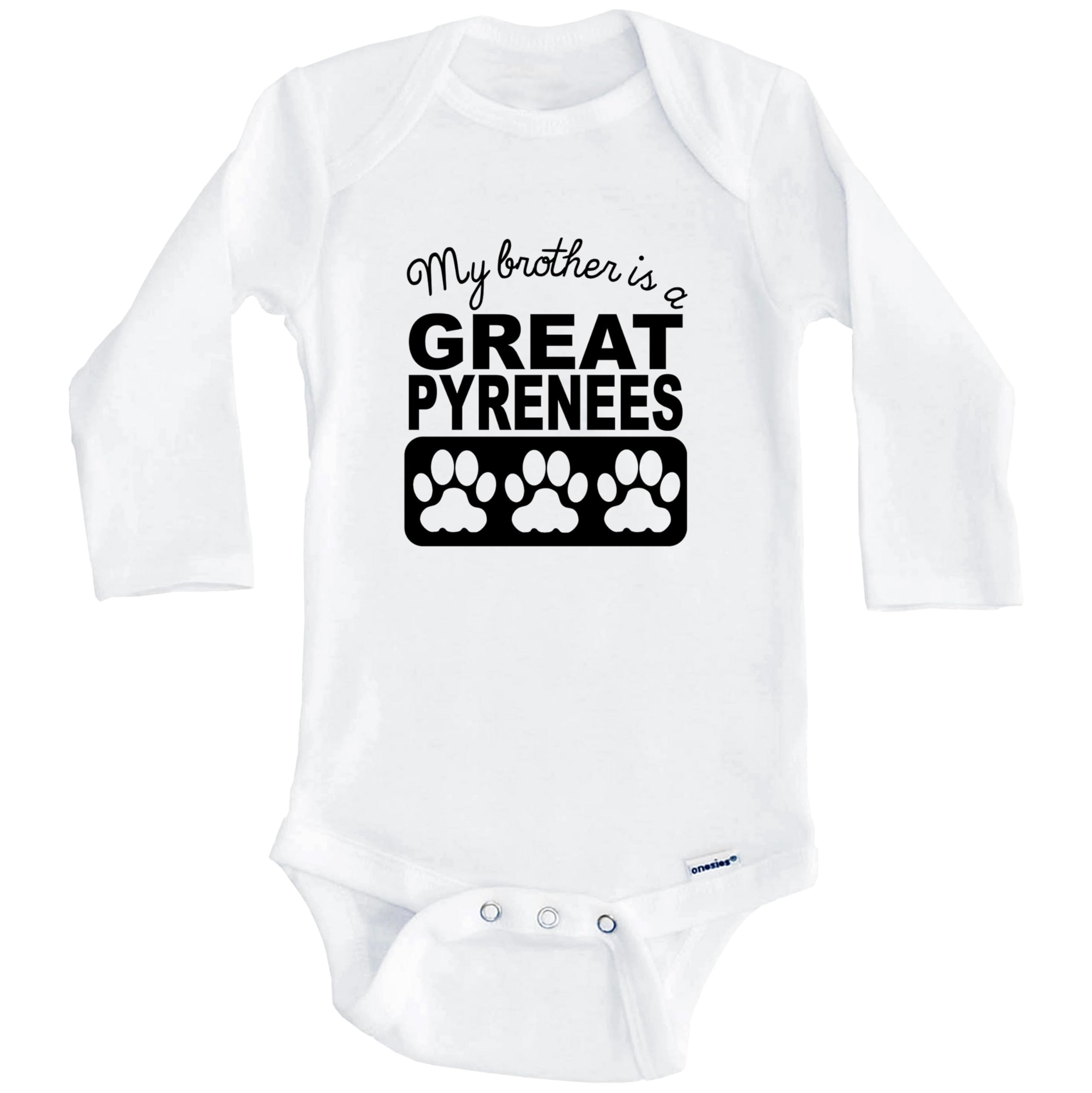 My Brother is A Great Pyrenees Dog Lover One-Piece Baby Bodysuit - Soft Long Sleeve Infant Romper for Boys & Girls - Perfect for Family Photos, Pet Lovers & Cute Outfits