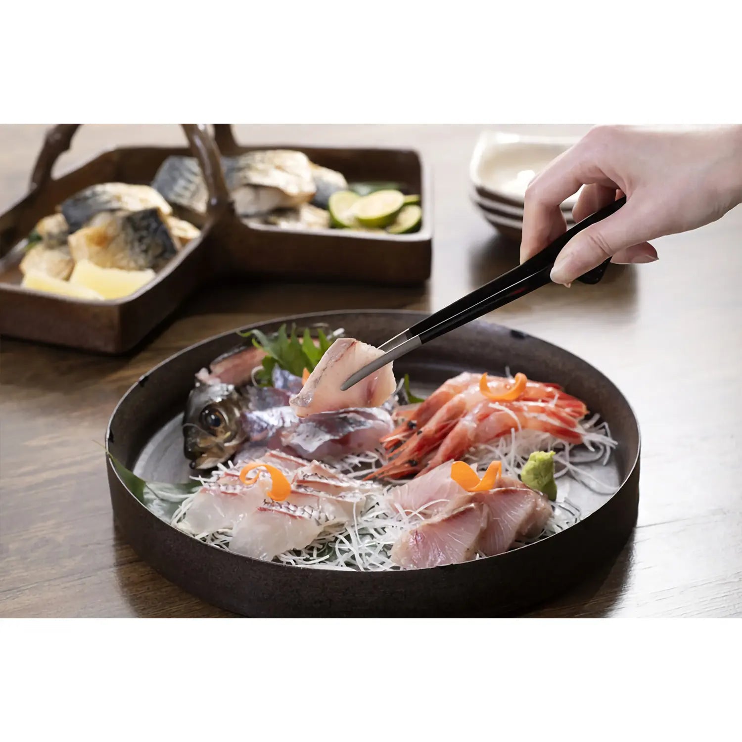 EBM Stainless Steel Chopstick Tongs - Kitchen Cooking Utensil for Sushi, Hot Pot & Asian Cuisine - Perfect for Serving, Stirring & Serving Noodles