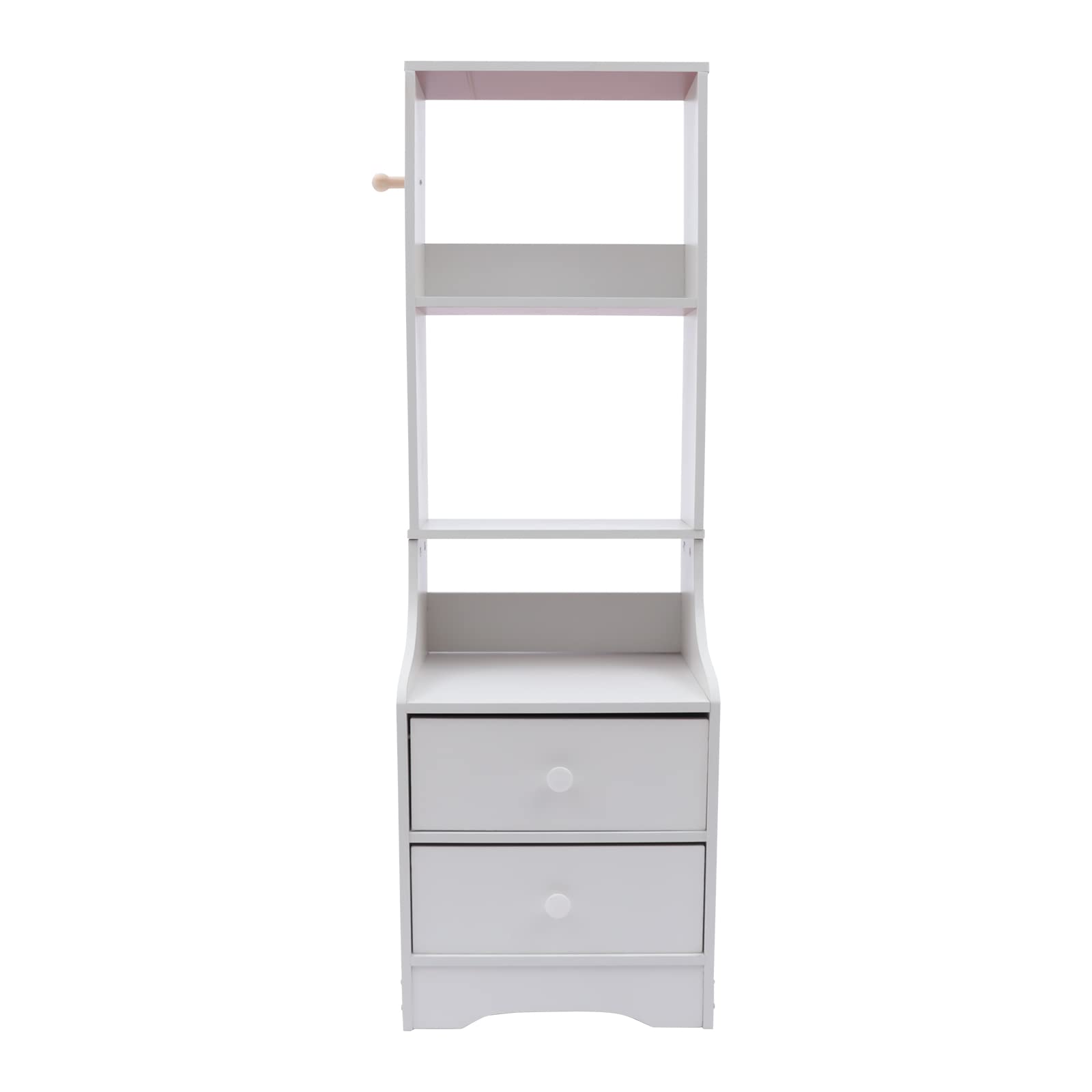 Eapmic 2 Drawer Dresser with Top Cabinet & Open Shelf - White 3-Tier Nightstand, End Table & Bedside Storage for Bedroom, Living Room & Home Office Organization