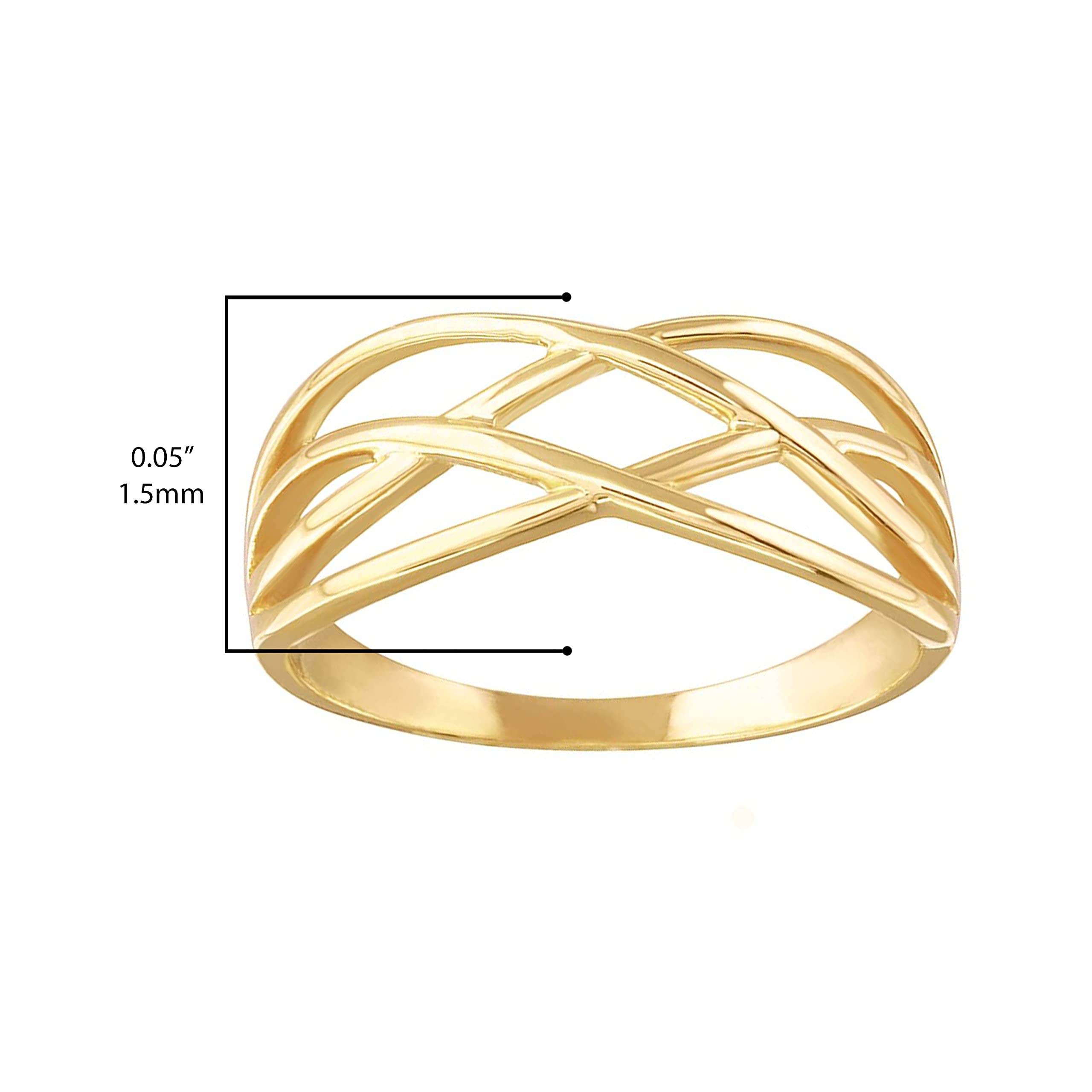 10k Yellow Gold Celtic Knot Woven Band Ring for Women - Modern & Contemporary Wedding, Engagement, or Anniversary Jewelry Gift