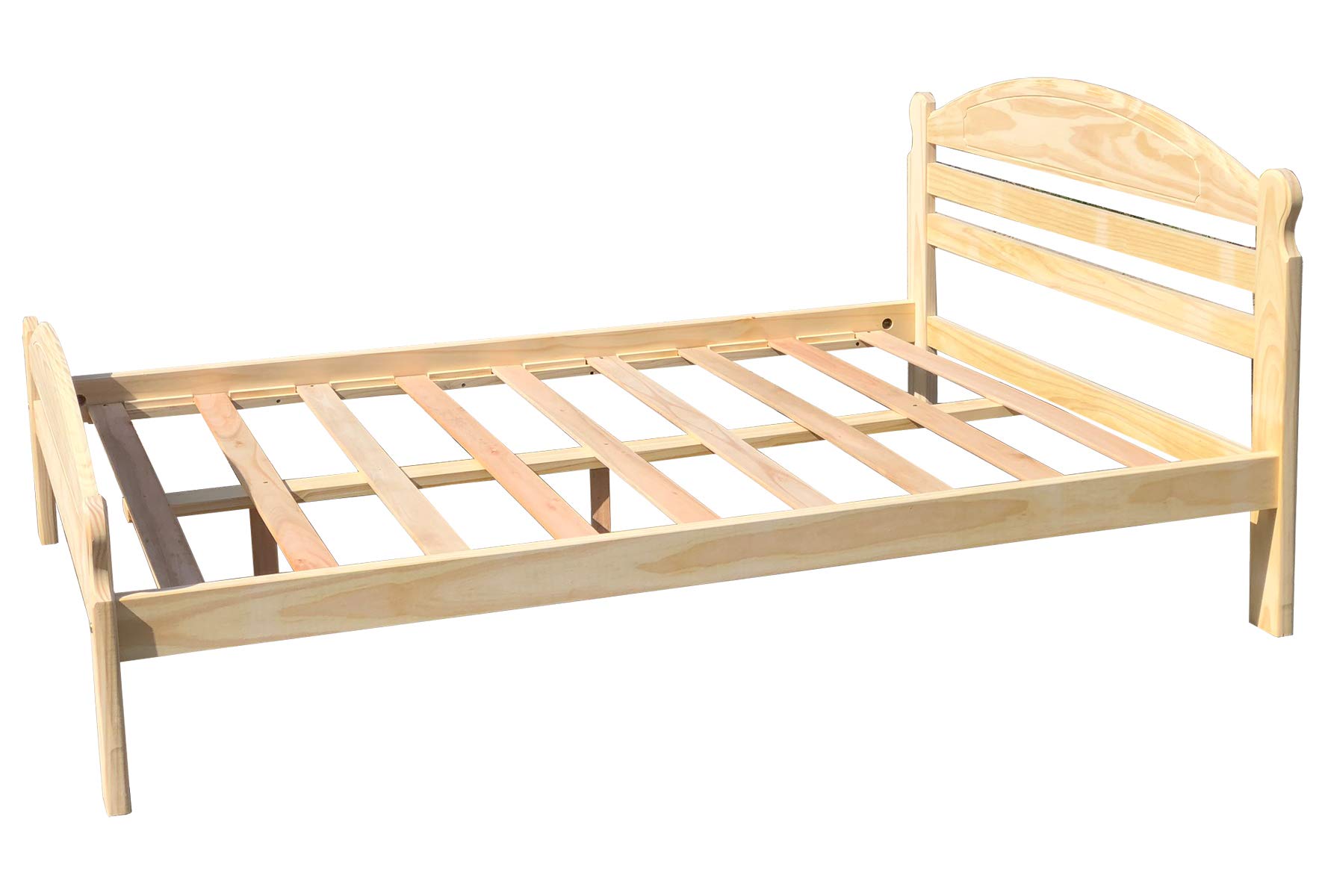 Solid Pine Wood Full Bed Frame - Unfinished Hardwood Slats Support - Easy Assembly for Adults Bedroom - Perfect for Guest Rooms, Dormitories & Modern Farmhouse Decor