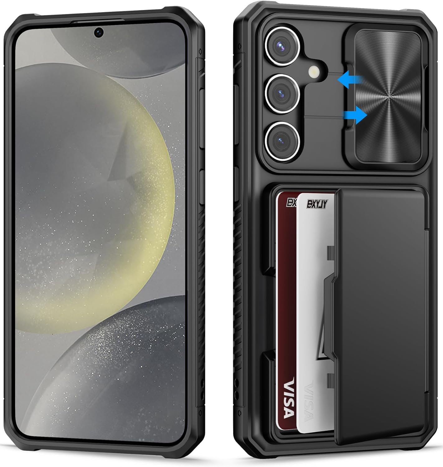 Samsung Galaxy S24 Ultra Phone Case with Card Holder - Shockproof Wallet Cover for Daily Use, Travel & Business (Black)