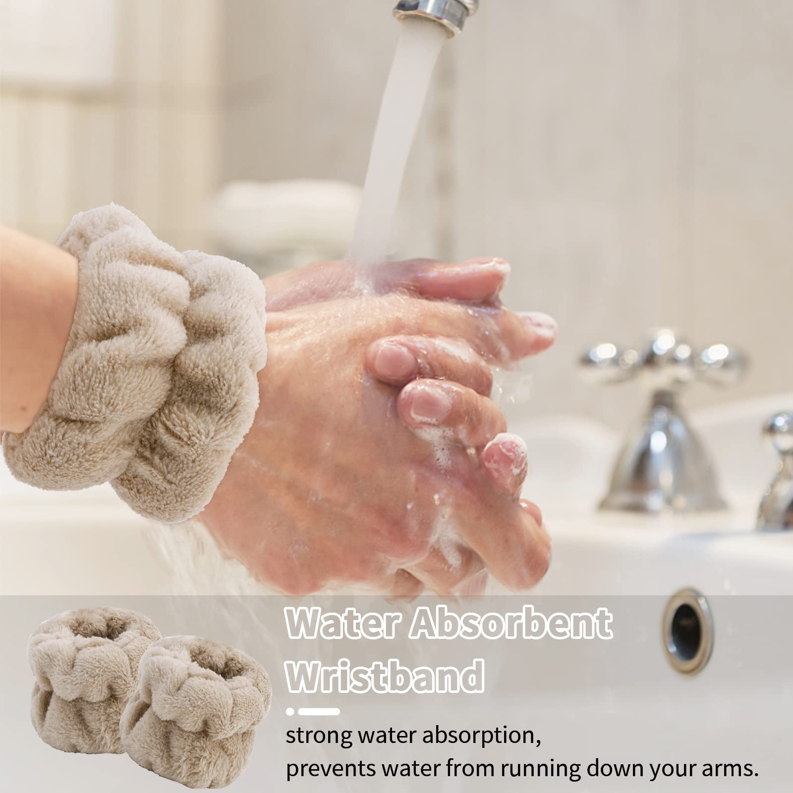 WHAVEL 6 Pairs Absorbent Face Washing Wristbands - Spa Quality Sweatbands for Skincare & Washing - Prevent Water Dripping Down Arms - Perfect for Facials, Makeup Removal & Daily Cleansing Routine