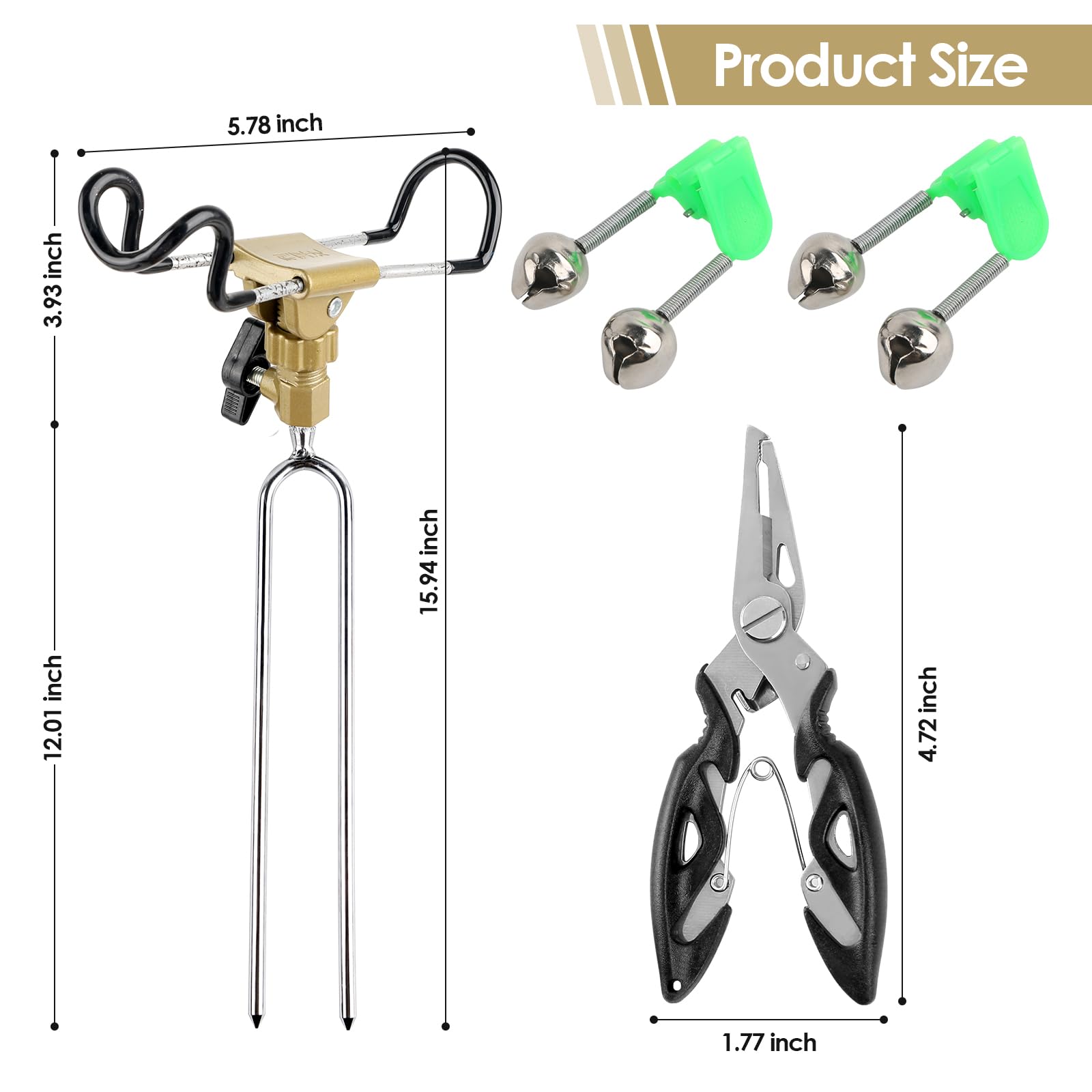 **Universal Adjustable Fishing Rod Holder with Alarm Bells - Dual-Purpose Hand & Sea Ground Plug for Bank Fishing | Perfect for Shore, Boat & Ice Fishing**