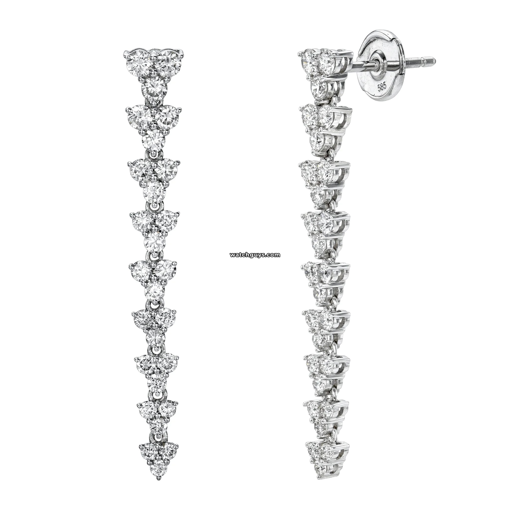 1.26 Carat Diamond Drop Earrings in 14k White Gold - Elegant Dangle Earrings for Women, Perfect for Weddings, Parties & Special Occasions