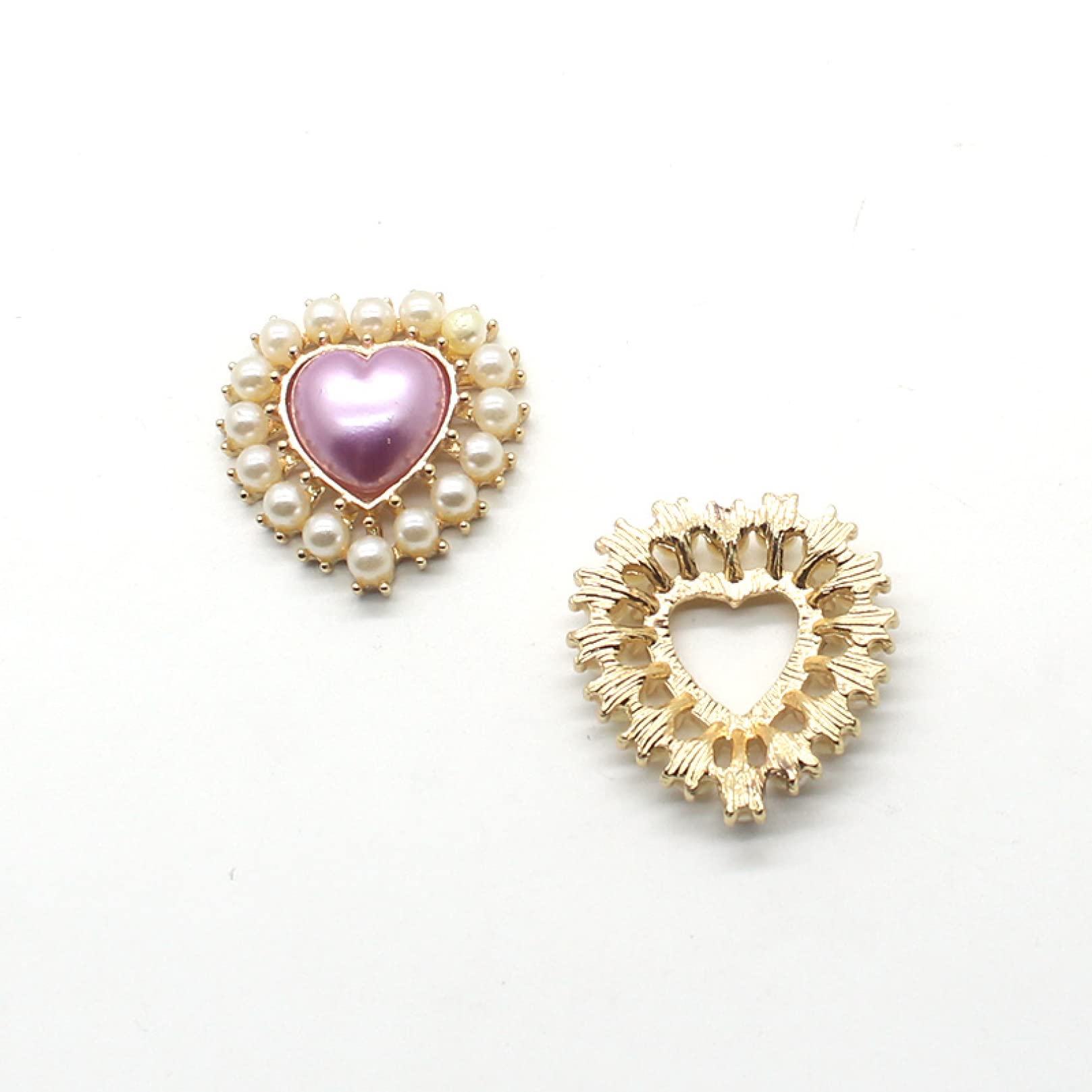 10pcs Heart Pearl Alloy Buttons for Clothing DIY, Women's Hair Accessories & Wedding Decor - Perfect for Crafts, Sewing Projects, Bridal Jewelry and Party Decorations