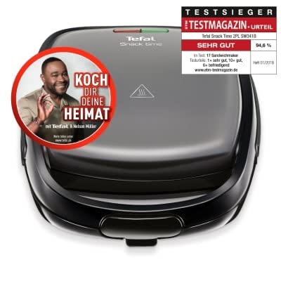 Tefal SW341B All-In-One Waffle & Sandwich Maker with 2 Dish Sets, 700W, Grey/Black - Perfect for Breakfast, Snacks & Quick Meals