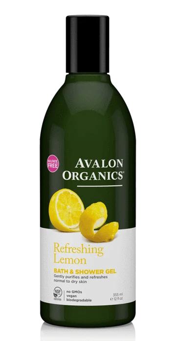 Avalon Organics Lemon Bath & Shower Gel - 16 oz | Natural & Refreshing Citrus Body Wash for Hydrated Skin | Perfect for Daily Use, Spa Days & Relaxing Baths
