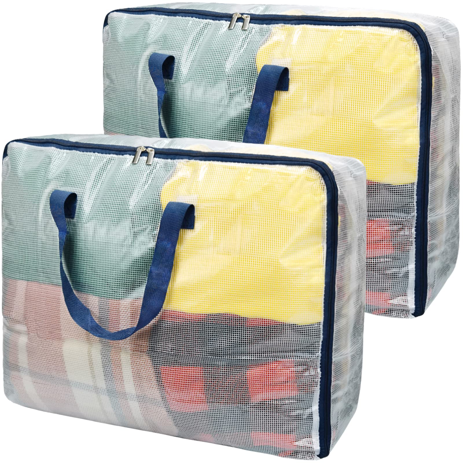 75L Extra Large Clear Storage Bags with Zipper - Space Saving Closet & Underbed Organizer for Clothes, Bedding, Comforters, Toys, Pillows & Blankets (2 Pack) | Perfect for Seasonal Storage, Travel & Home Organization