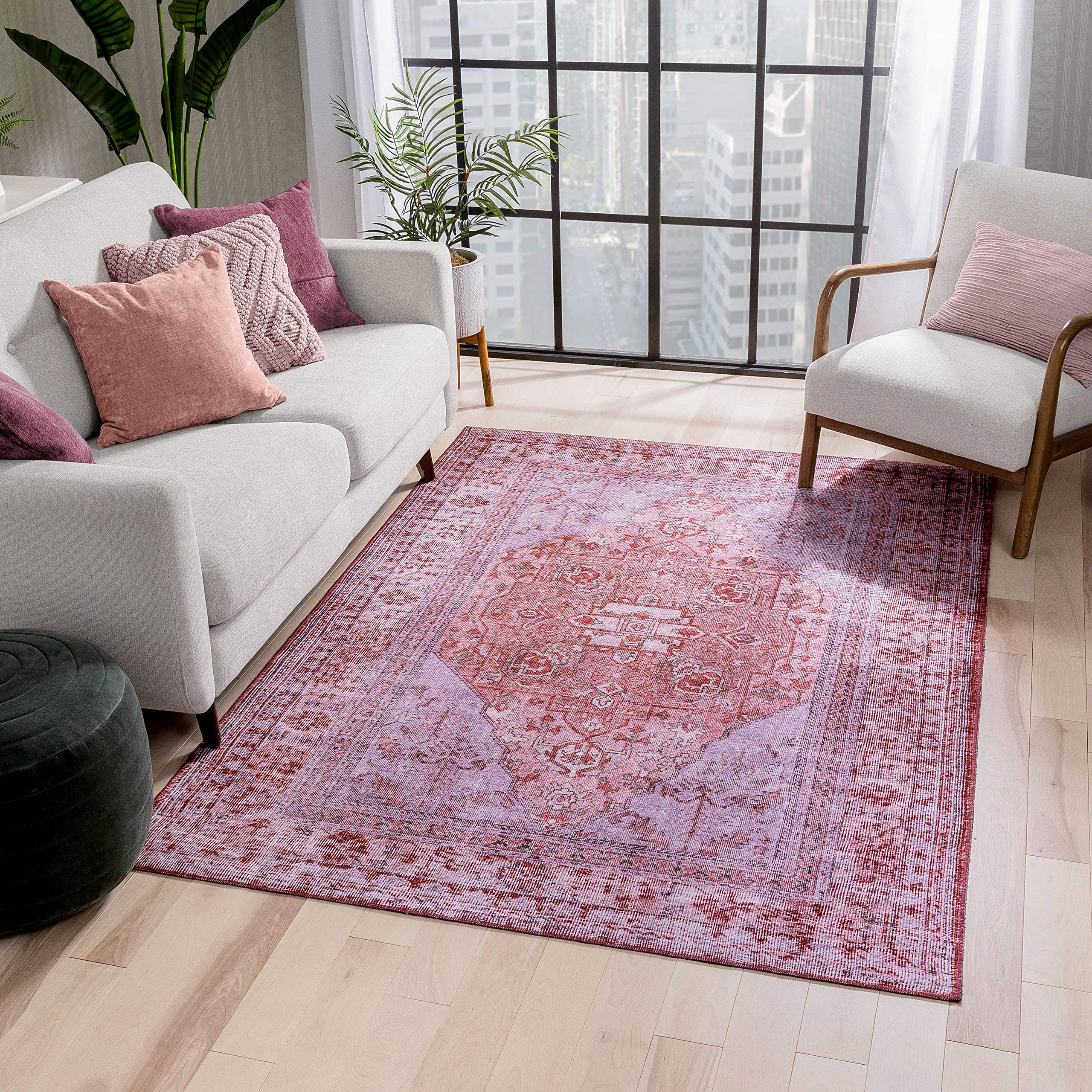 Well Woven Nile Gila Vintage Bohemian Medallion Oriental Red Flat-Weave Area Rug 7'7
