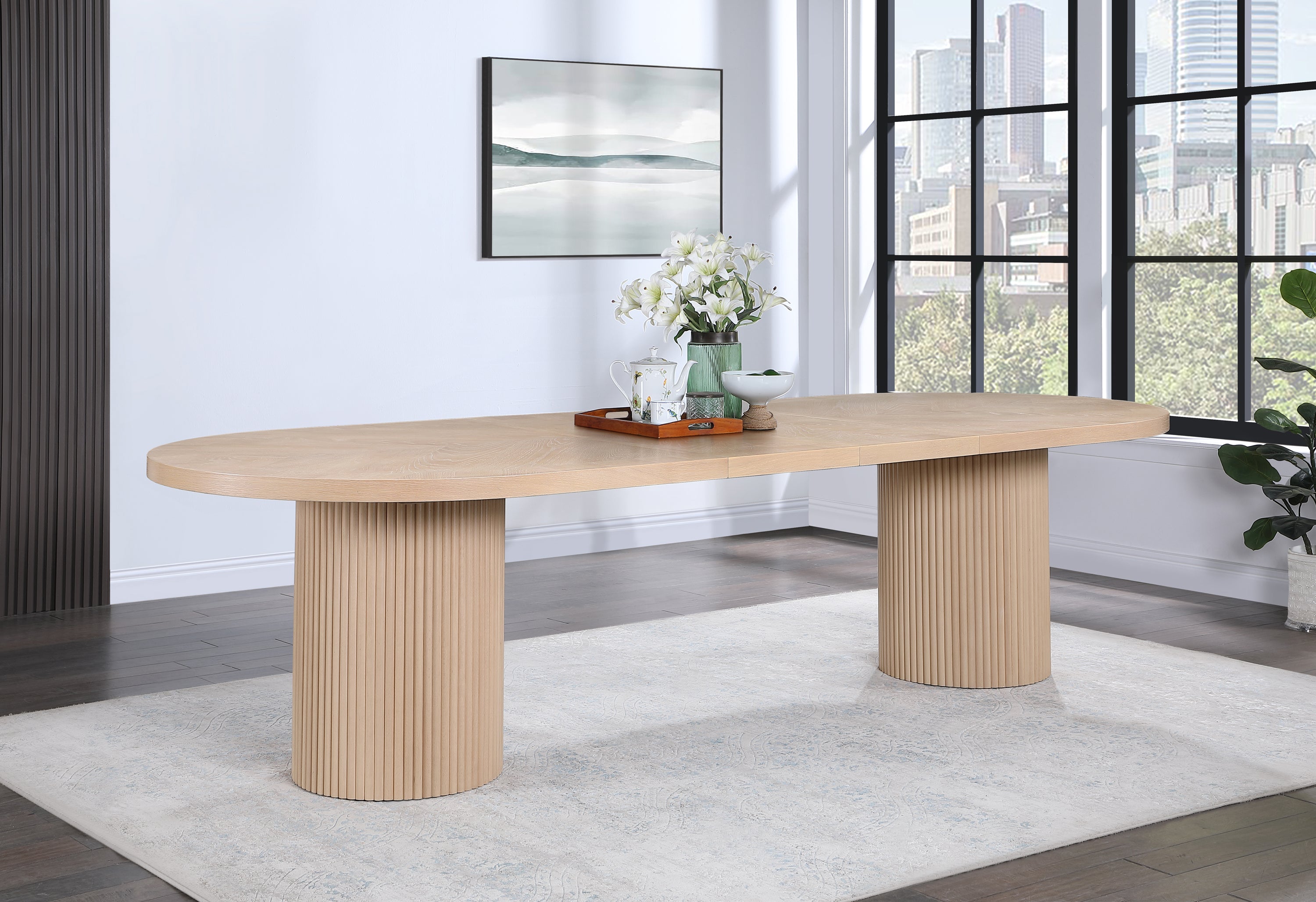 Belinda Solid Oak Dining Table - Rustic Farmhouse Style - 3-Piece Set for Kitchen & Dining Room - Perfect for Family Gatherings & Dinner Parties