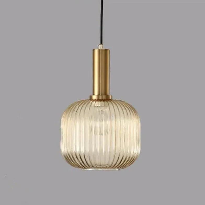 Vintage Green Glass Pendant Light with Vertical Stripes - Perfect for Kitchen Island, Dining Room, and Farmhouse Decor