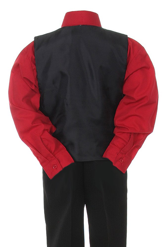 Stylish Boys Black Pinstripe Vest Suit with Red Shirt - Formal Outfit for Weddings, Parties & Special Occasions
