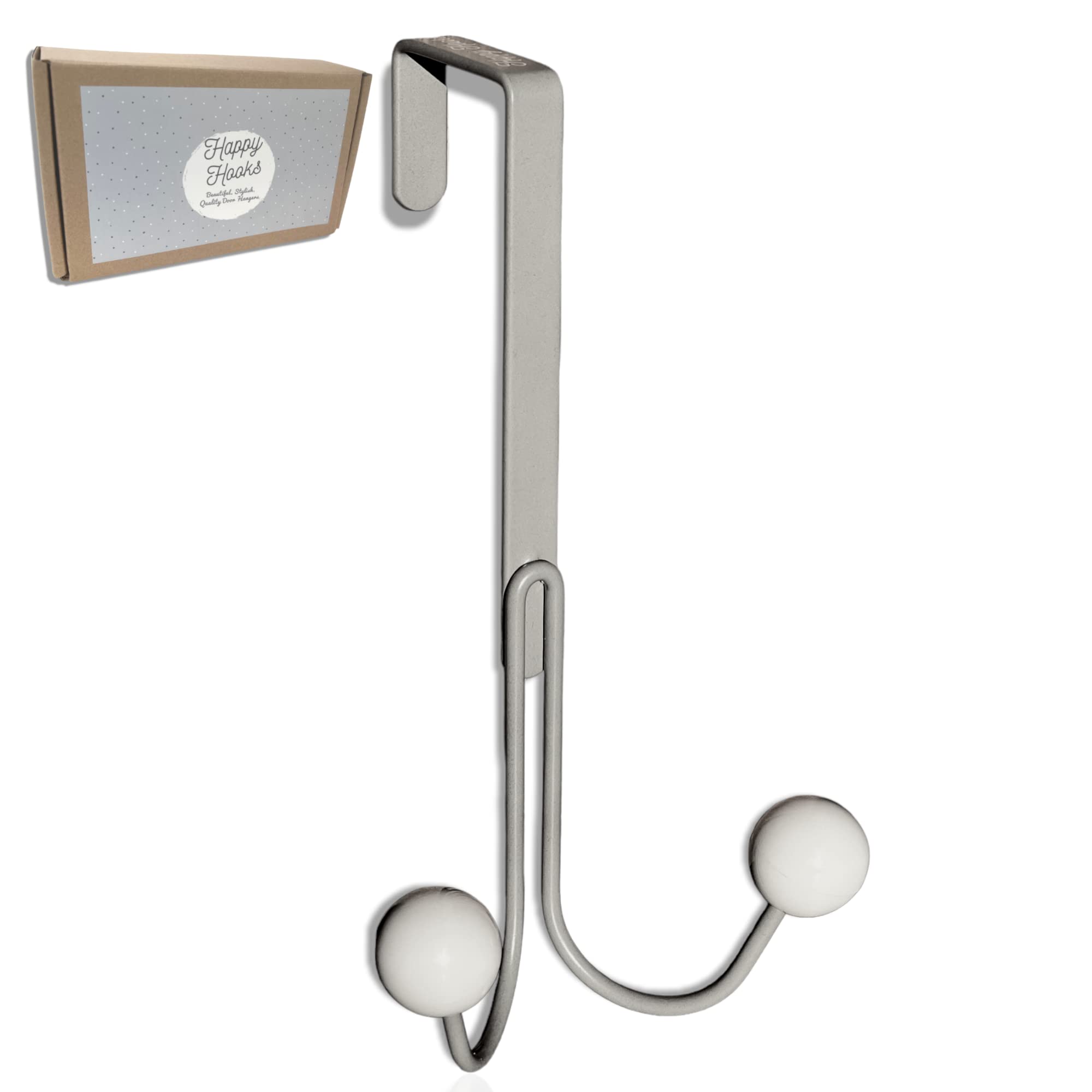 Over The Door Hooks for Hanging Towels & Robes - 1 Pack Gray Bathroom Door Hanger - Space Saving Towel Hook for Bathroom, Bedroom & Closet Organization - Perfect for Small Spaces & Home Decor