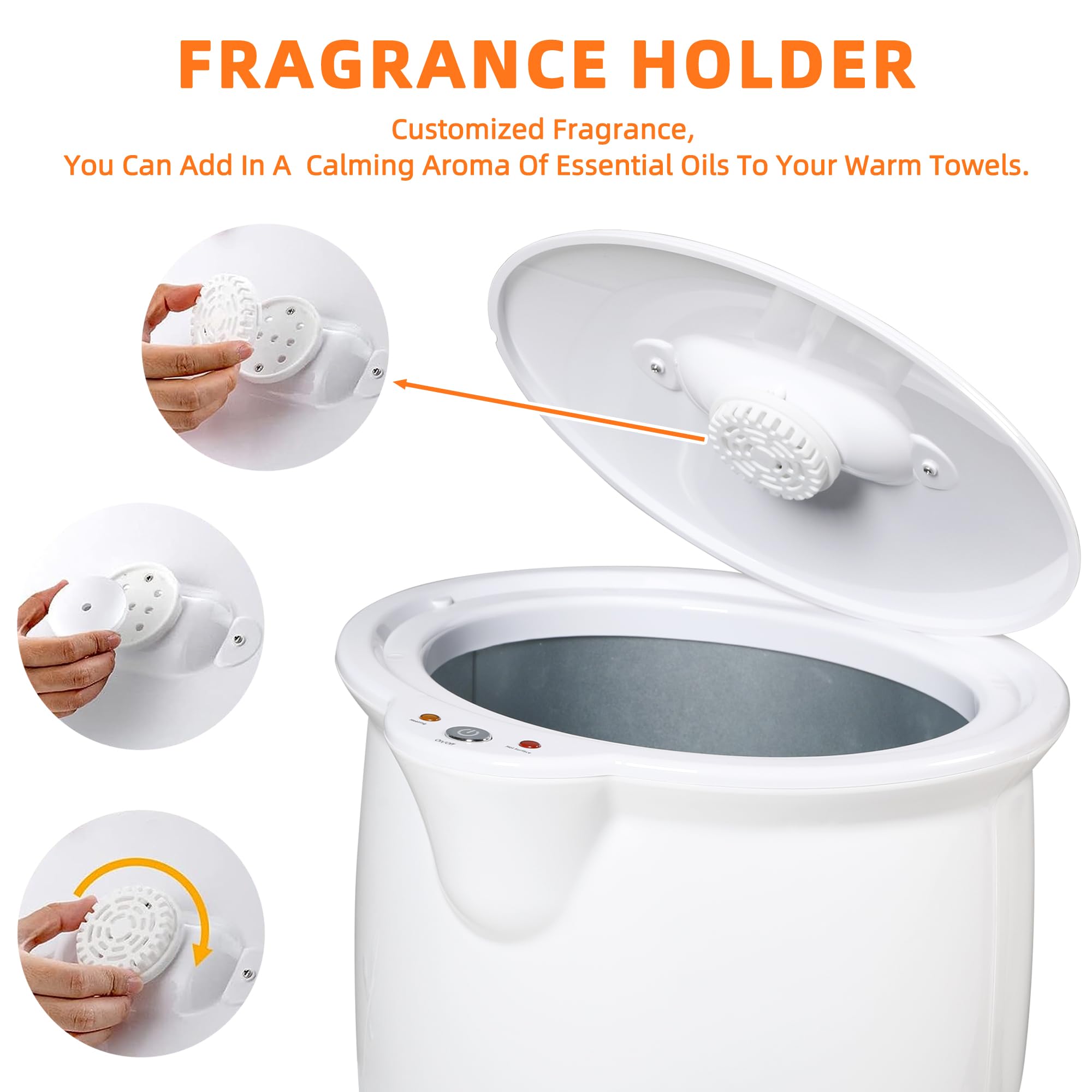 20L Heated Towel Warmer Bucket for Bathroom - 1H Continuous Heating with Fragrance Holder & Removable Lid - Fits 2 Oversized 40