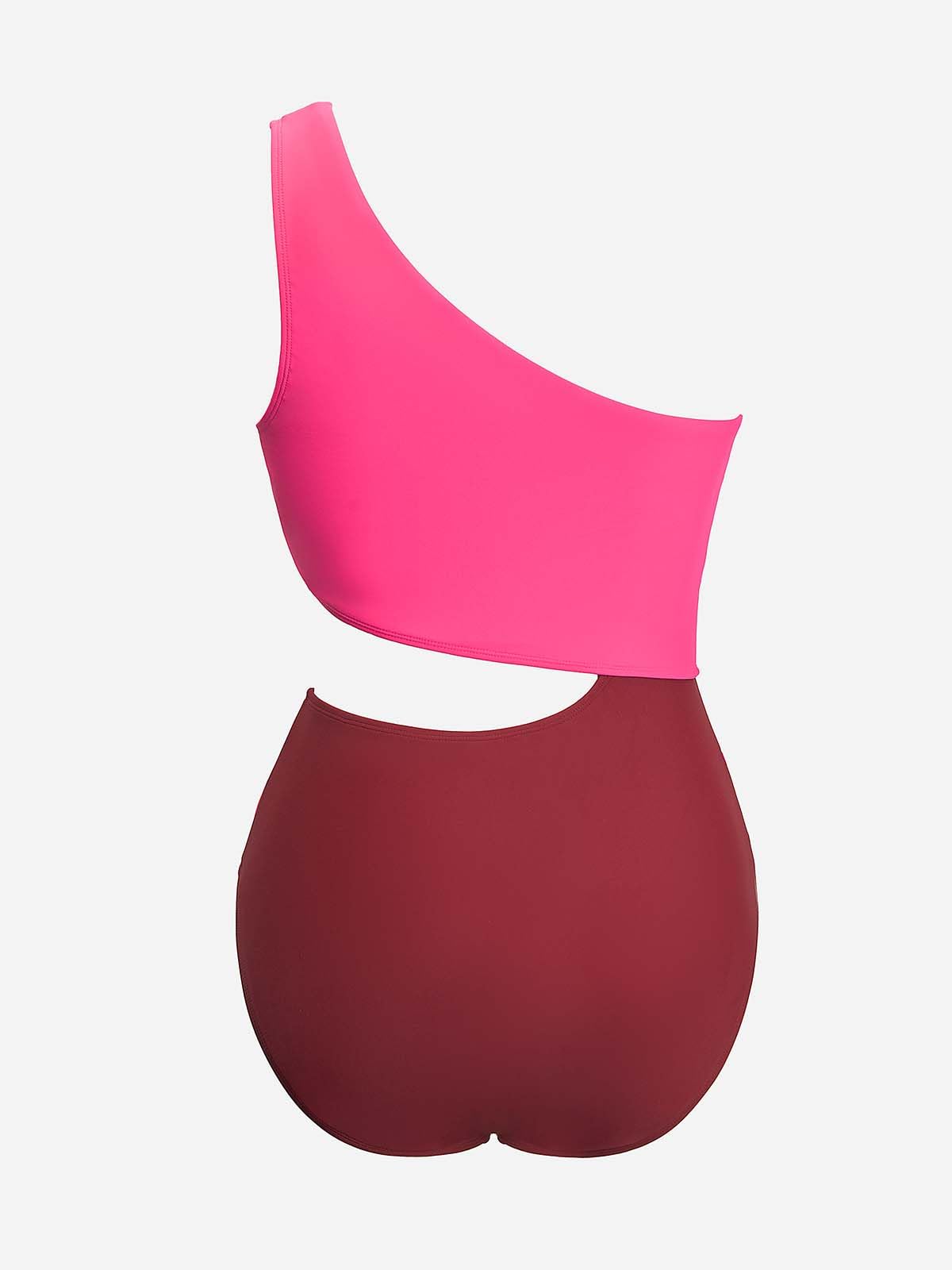 CUPSHE Women's One Shoulder Cutout Color Block One Piece Swimsuit | Sexy Bathing Suit for Beach, Pool & Vacation | Tummy Control Swimwear for Women